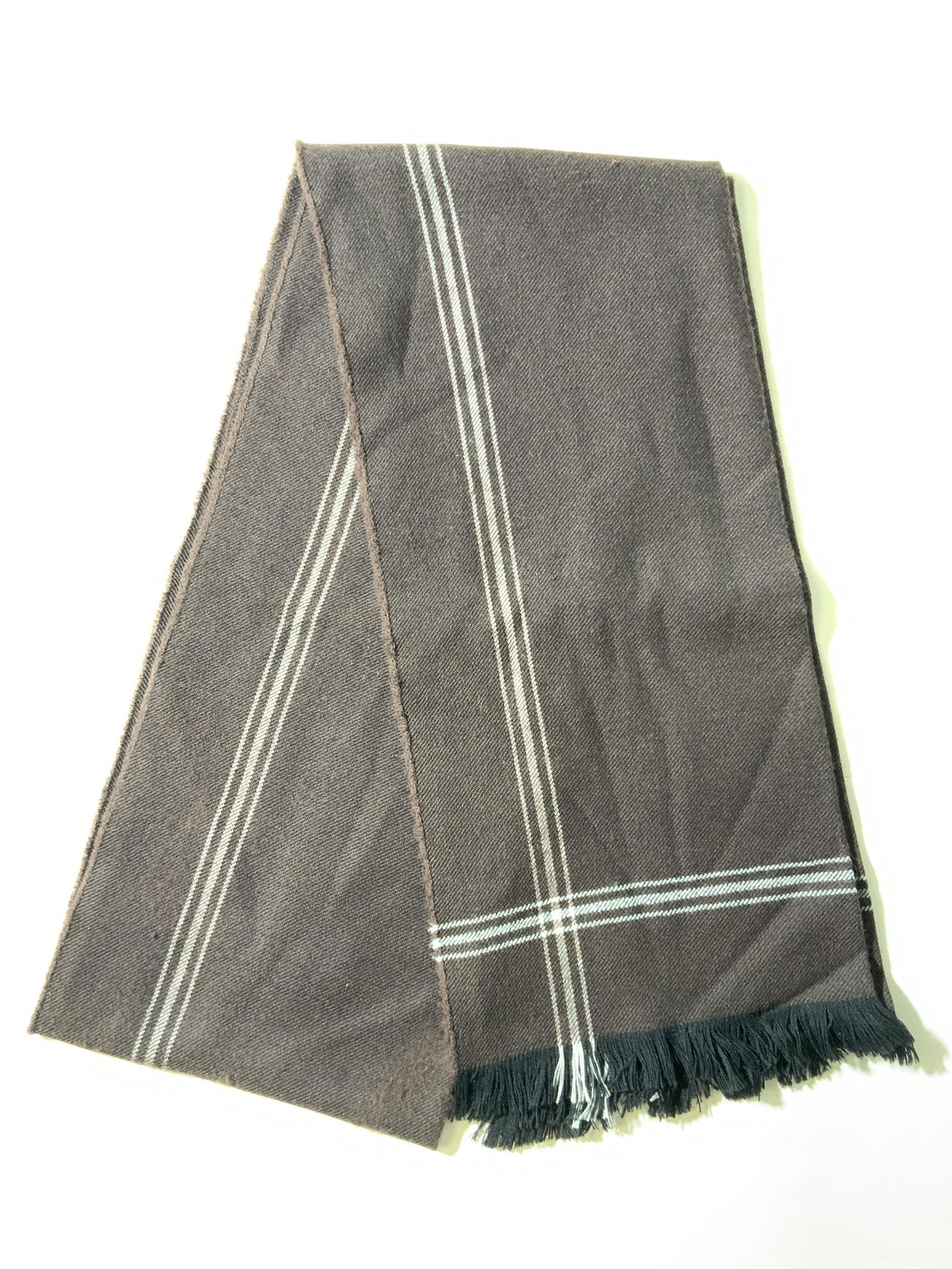 DRAKES 100% Wool Brown & White Scarf (1 of 9)