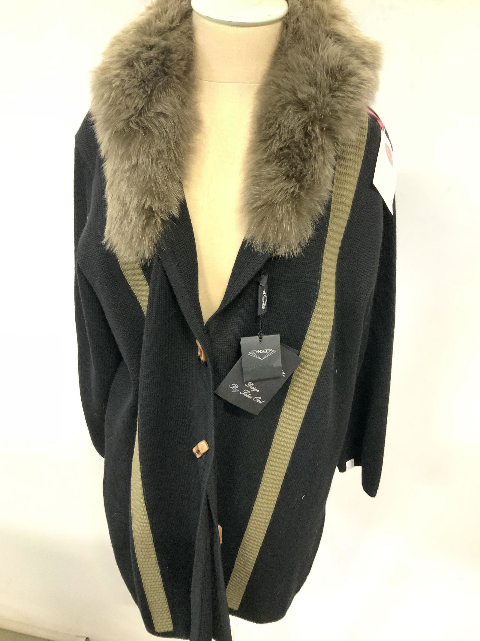 Sabri Orel Fox Fur Collar Long Cardigan w Tags (1 of 17)