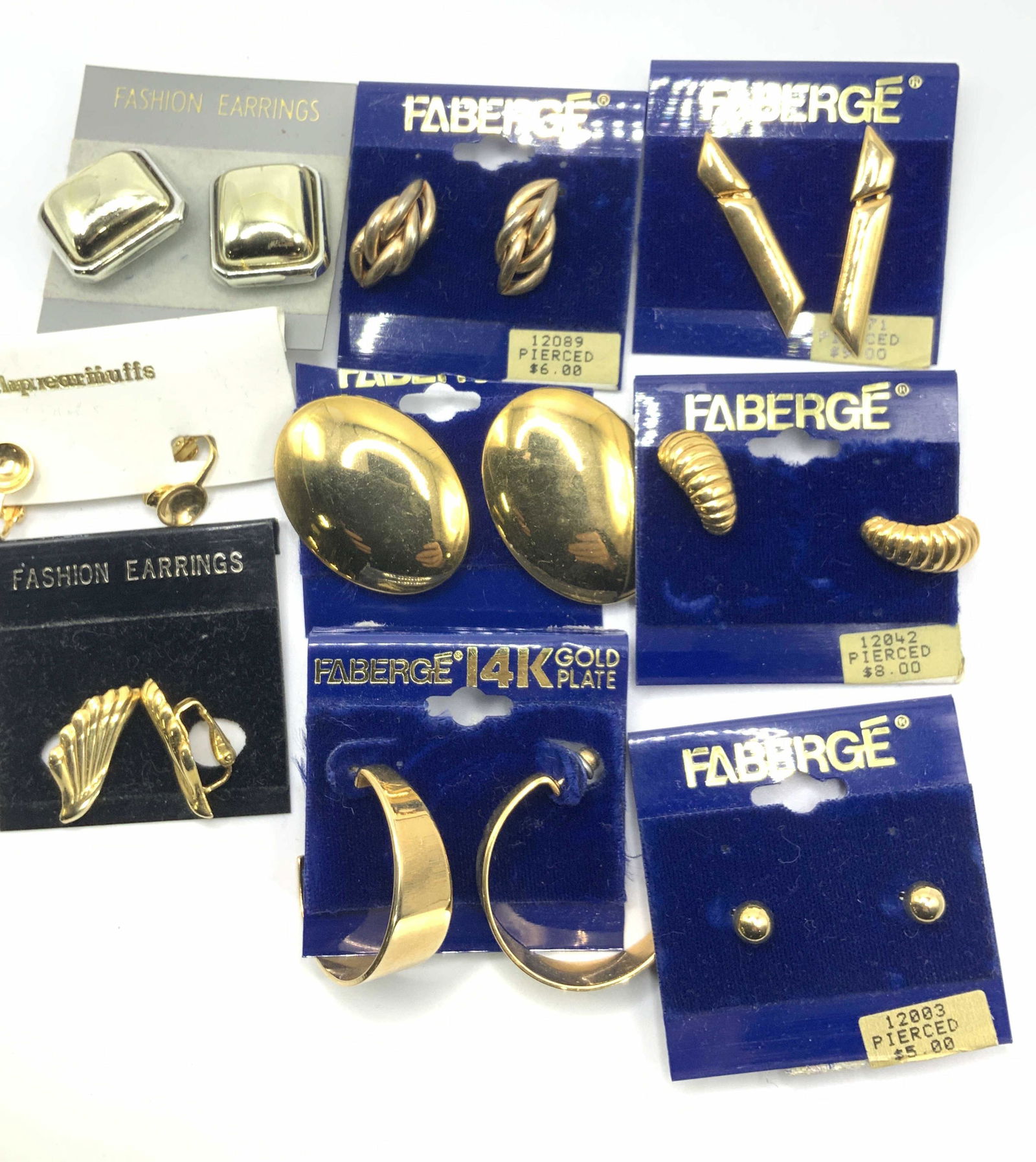 Lot 9 FABERGE Vintage Fashion Gold Tone Earrings (1 of 6)