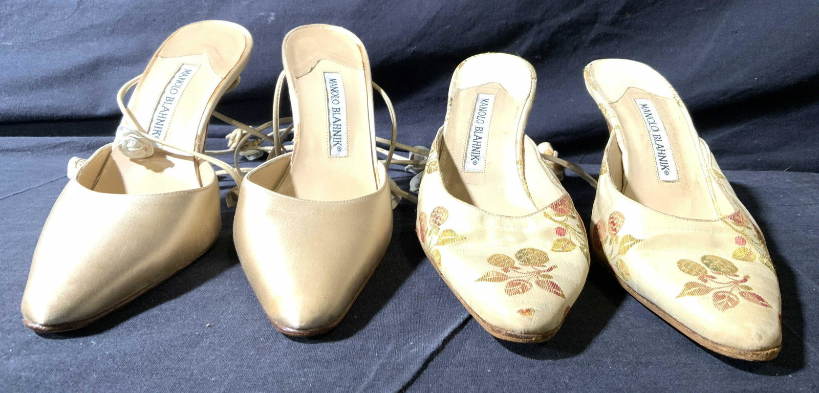 Lot 2 Pairs MANOLO BLAHNIK HEELS 37.5 Italy (1 of 12)