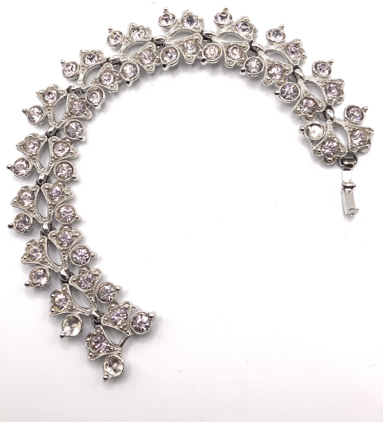 Floral Rhinestone Bracelet, Box Clasp (1 of 5)