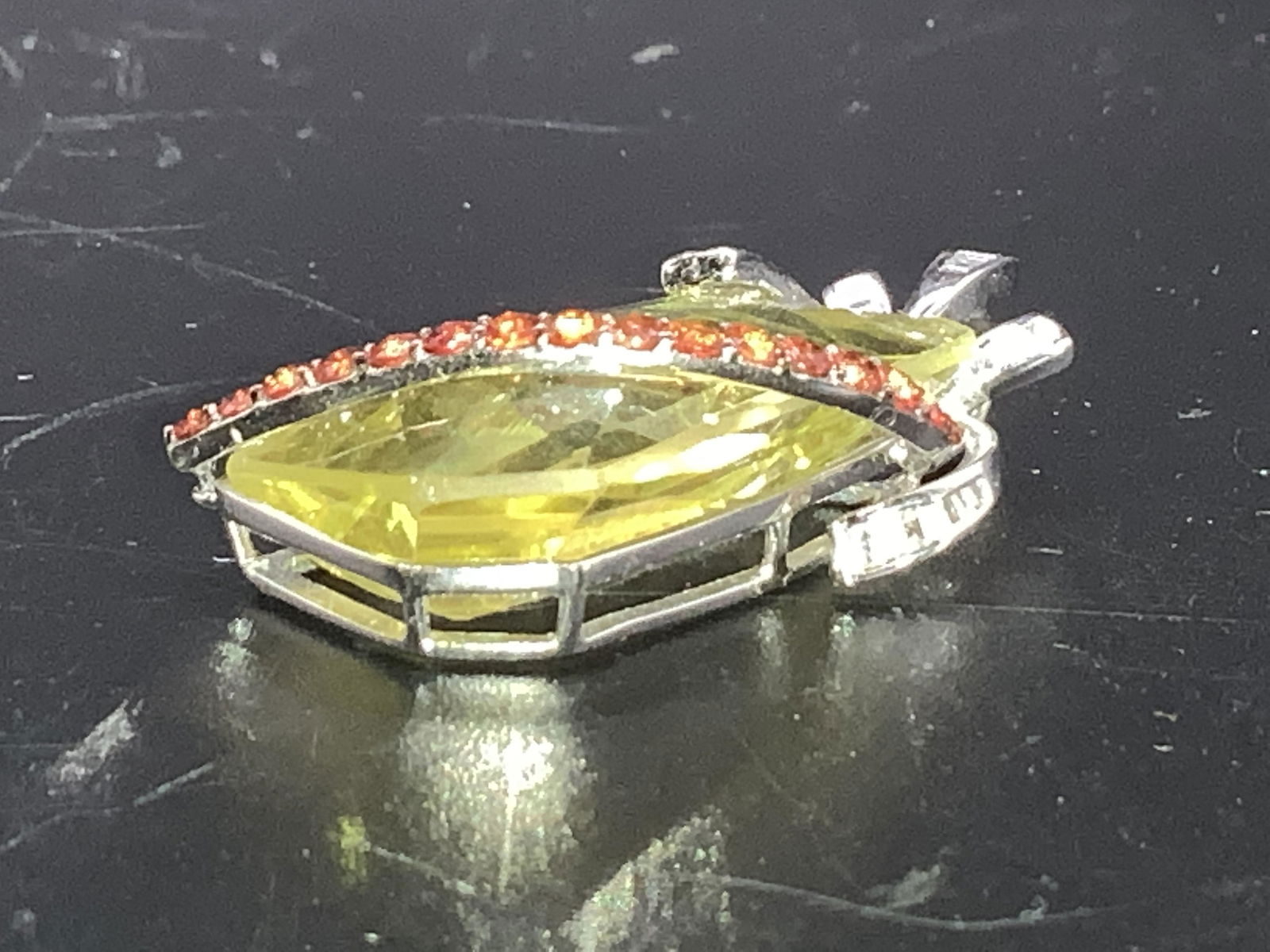 Luxury Lemon Quartz and Diamond Pendant, 18K Gold (1 of 8)