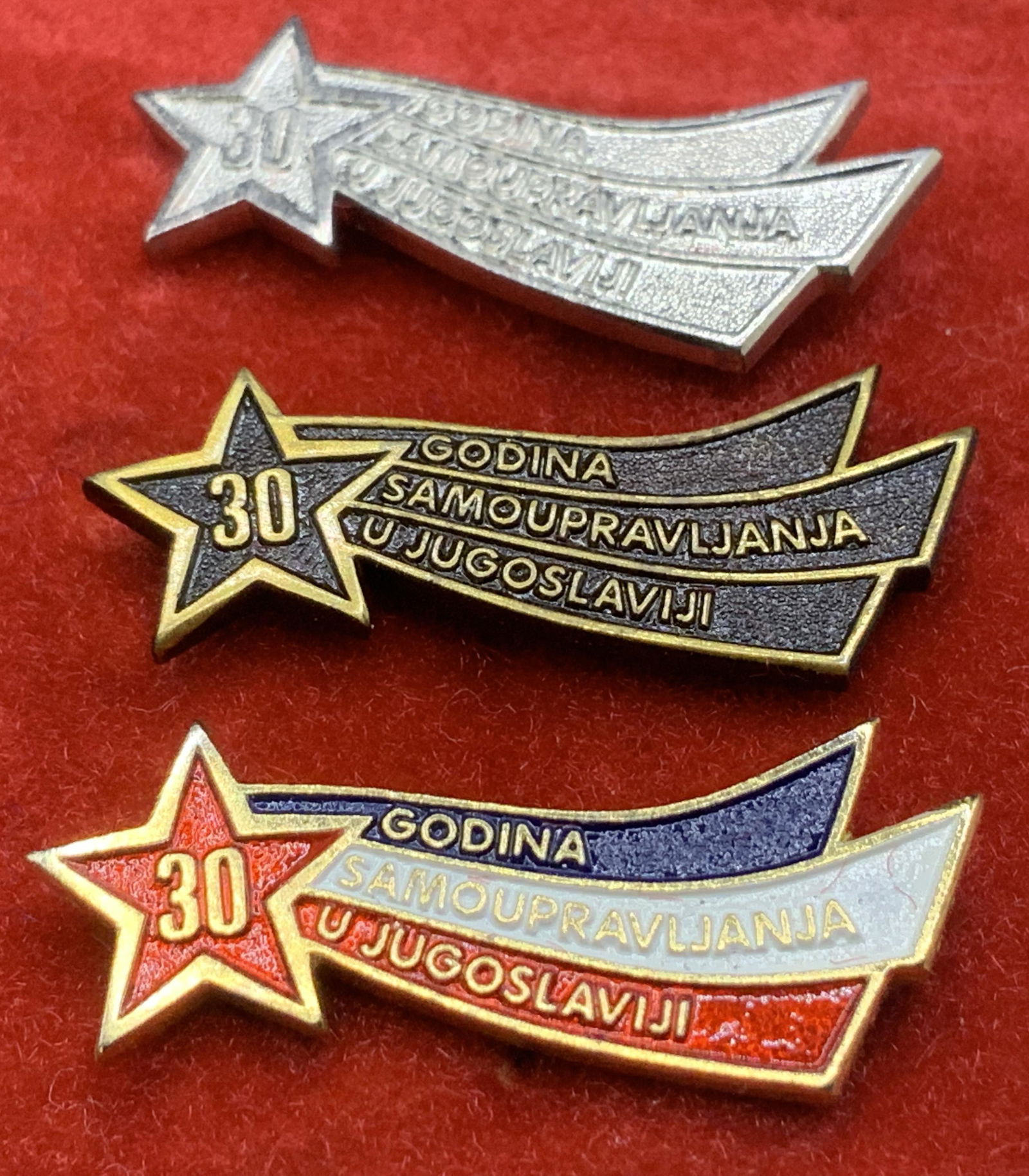 Set 6 Shooting Star Vtg Enamel Pins, Yugoslavia (1 of 5)