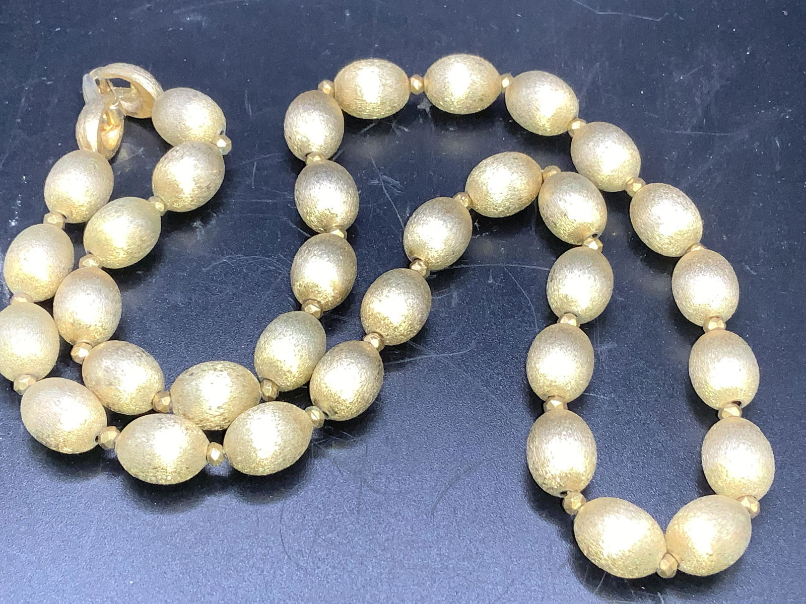 Brushed Gold Tone Bead Princess Necklace (1 of 4)