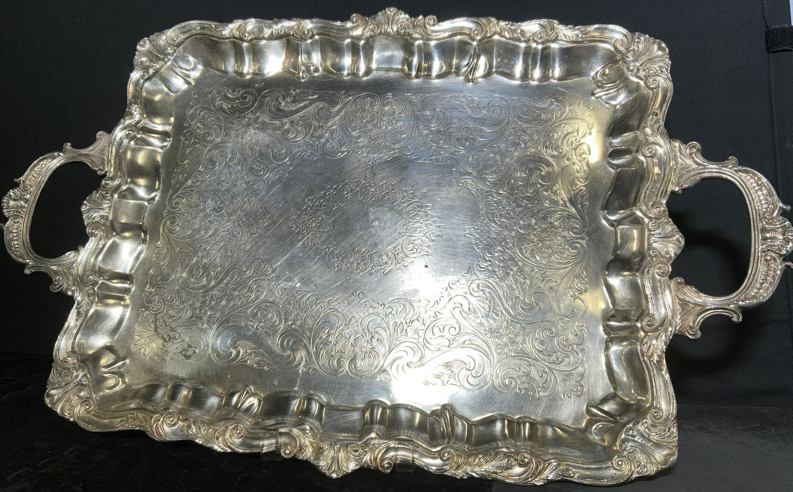 Large Silver Plated Tray w Handles (1 of 6)