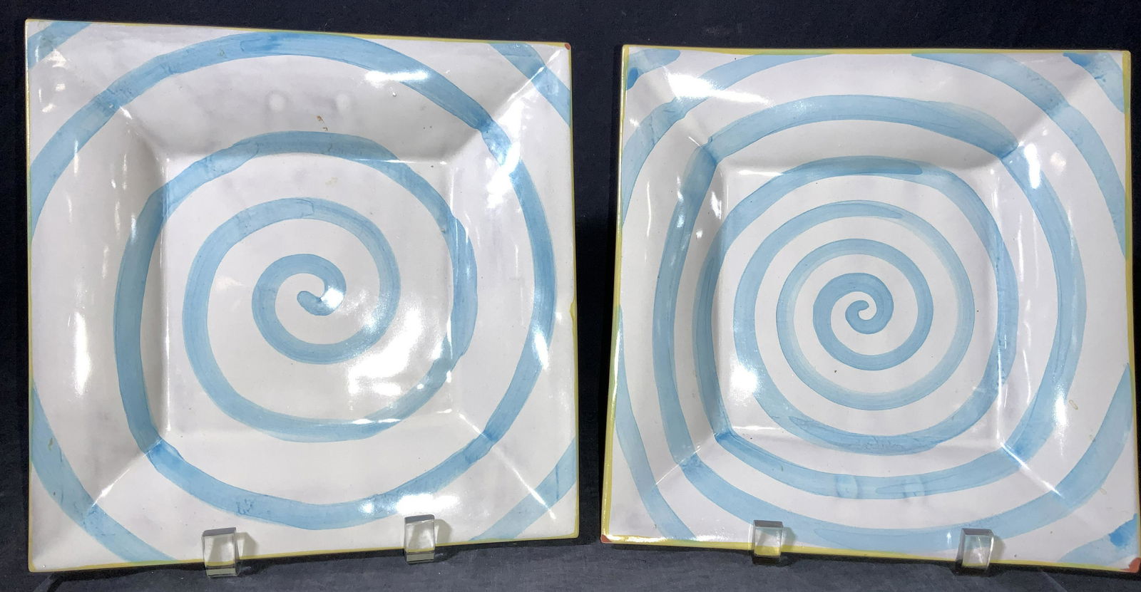 Pair Mackenzie Child Spiral Square Ceramic Plates (1 of 9)