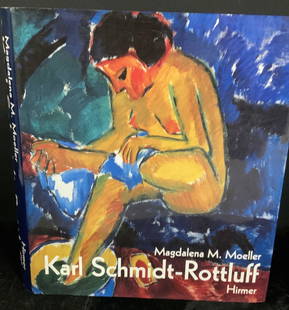 German Language Art book, K. Schmidt Rottluff: Coffee table Art book based on the works of Karl Schmidt- Rottluff, written by Magdalena M. Moeller. Colorful illustrations of his paintings, titles and year. Book is written in German language, Horne