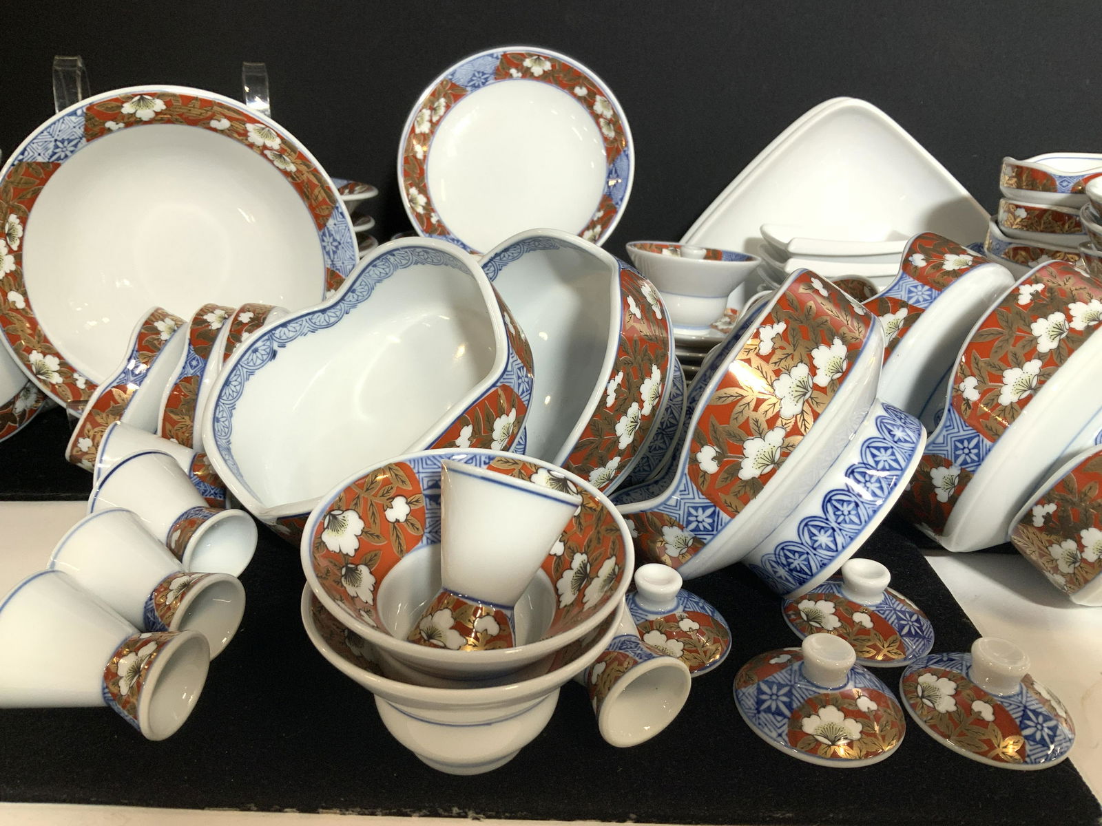Signed Asian Imari Porcelain Dinnerware Set 65 (1 of 8)