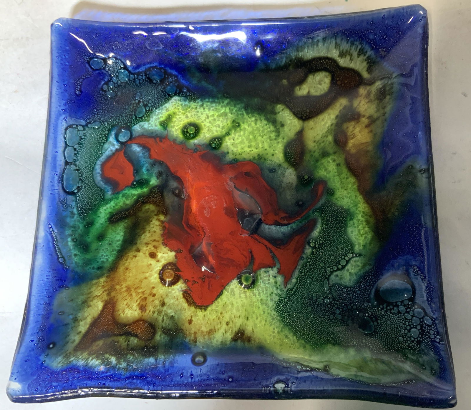 Hand Crafted Art Glass multi Chrome Plate (1 of 5)