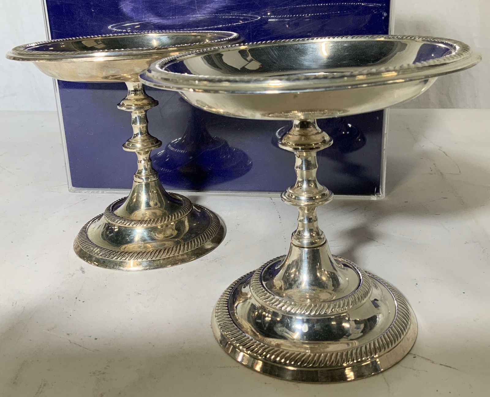 Pair Plated Footed Tazza/Candle Holders (1 of 5)