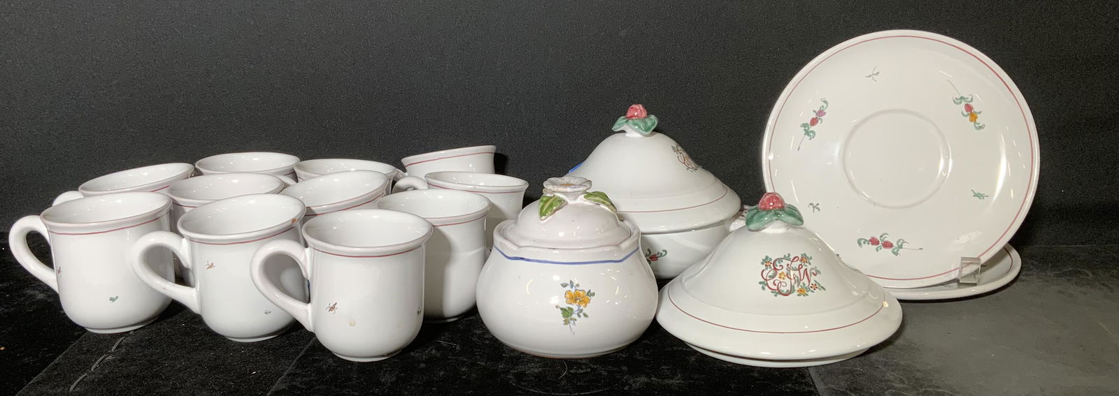 18 pc French Faience Hand Painted Accessories (1 of 11)