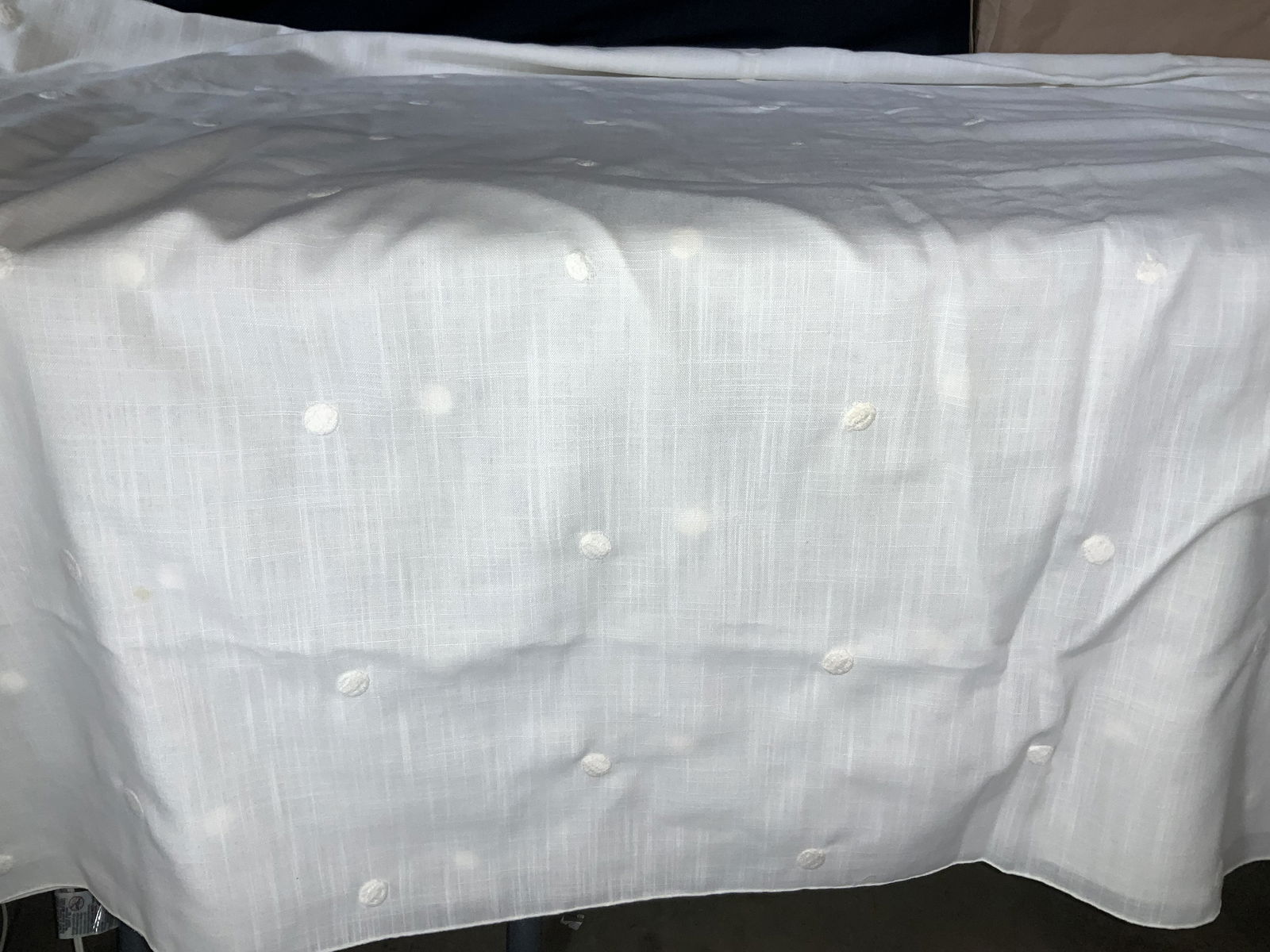 White Linen Tablecloth w Polka Dot Embroidery (1 of 5)