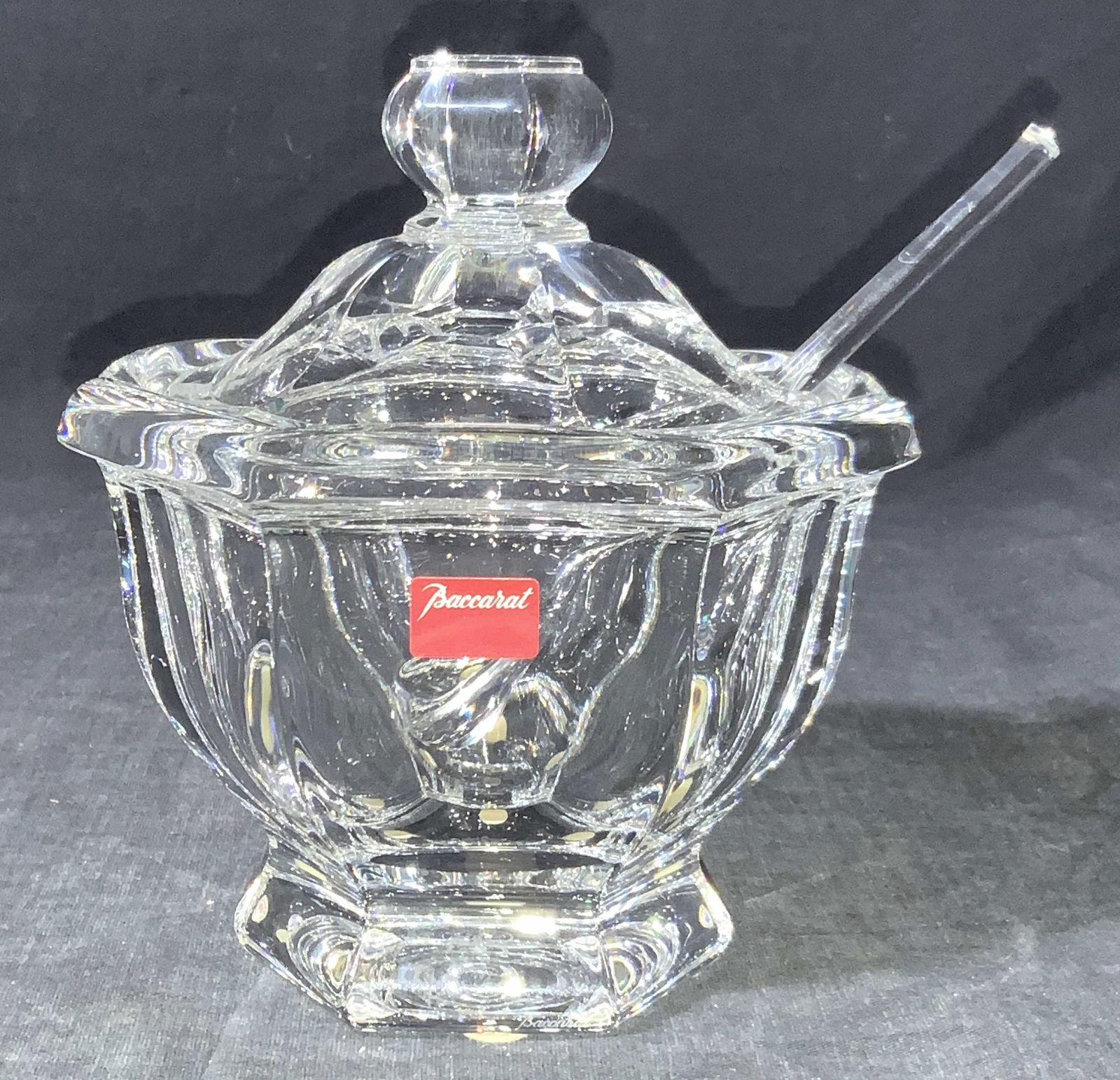 BACCARAT Crystal Sugar Bowl W Spoon (1 of 9)