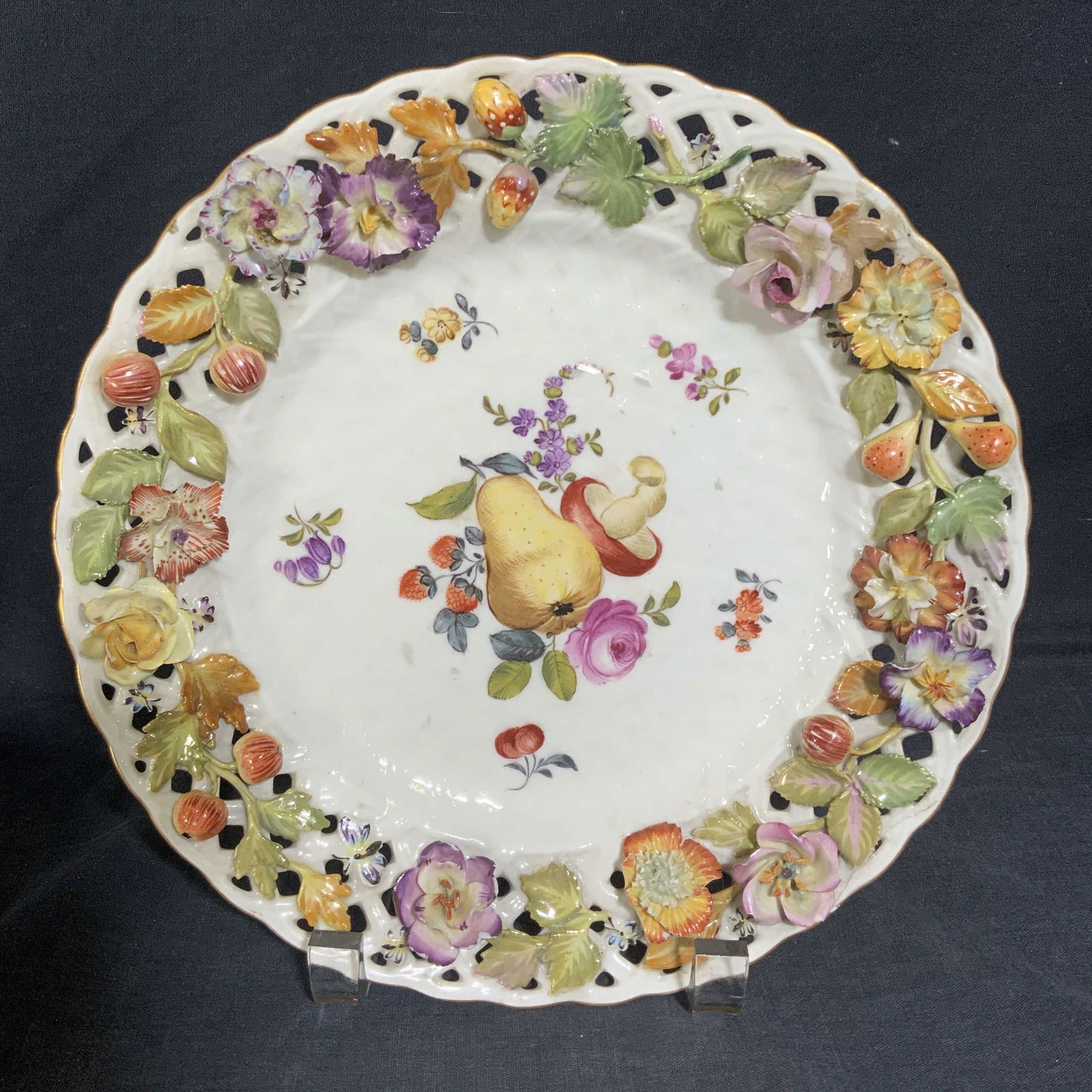 Vintage Dresden Porcelain Plate with Fruit (1 of 5)