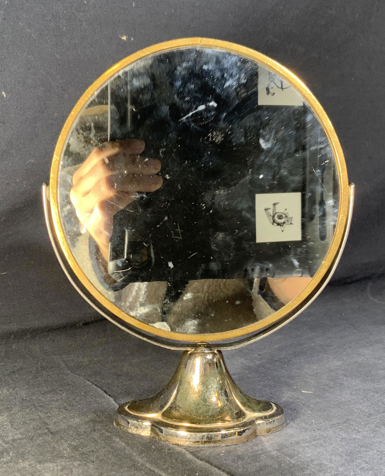 Antique Style Small Metal Revolving Mirror (1 of 5)