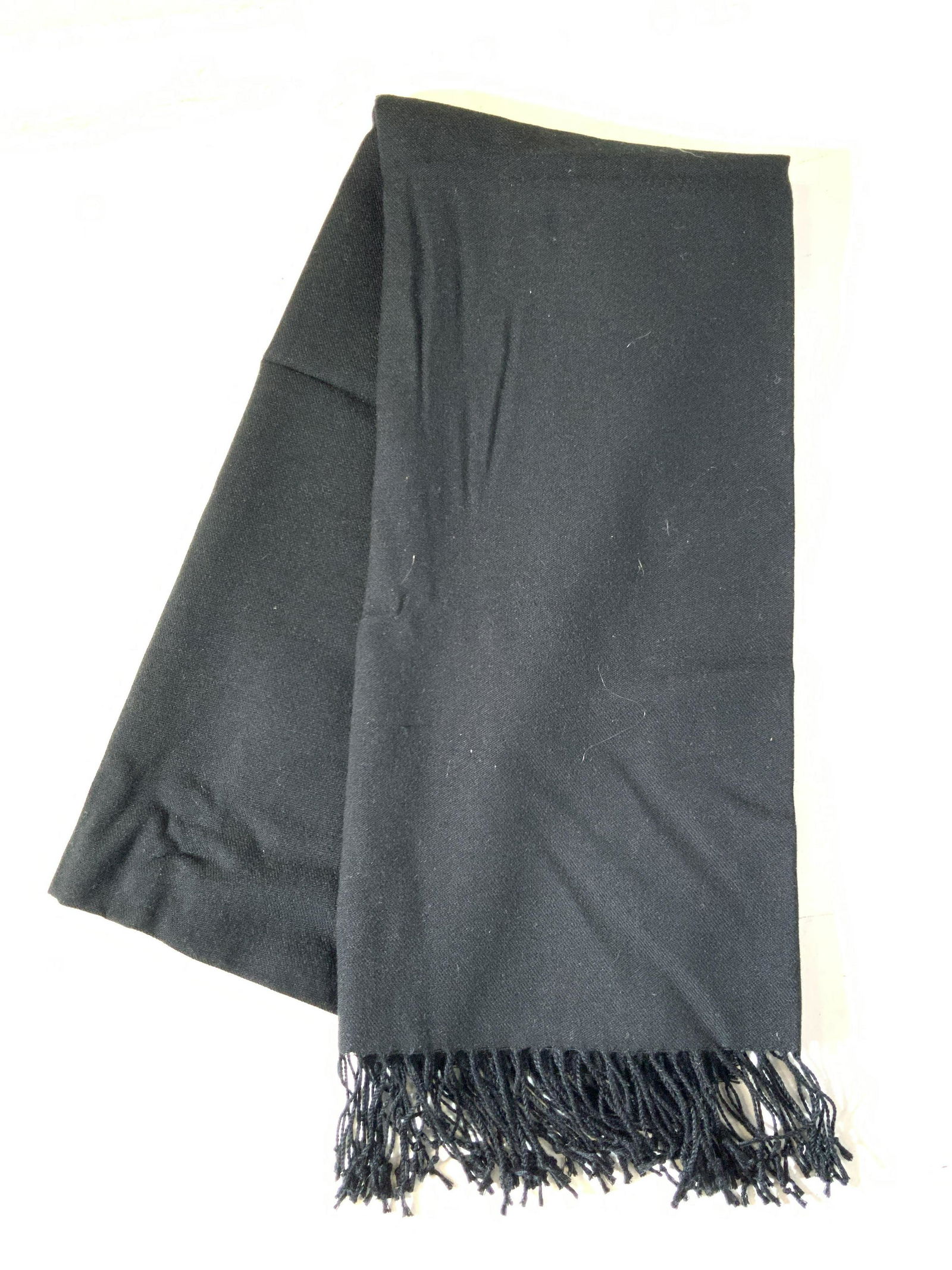 PASHMINA Feel Cashmere Acrylic Black Fringe Scarf (1 of 9)