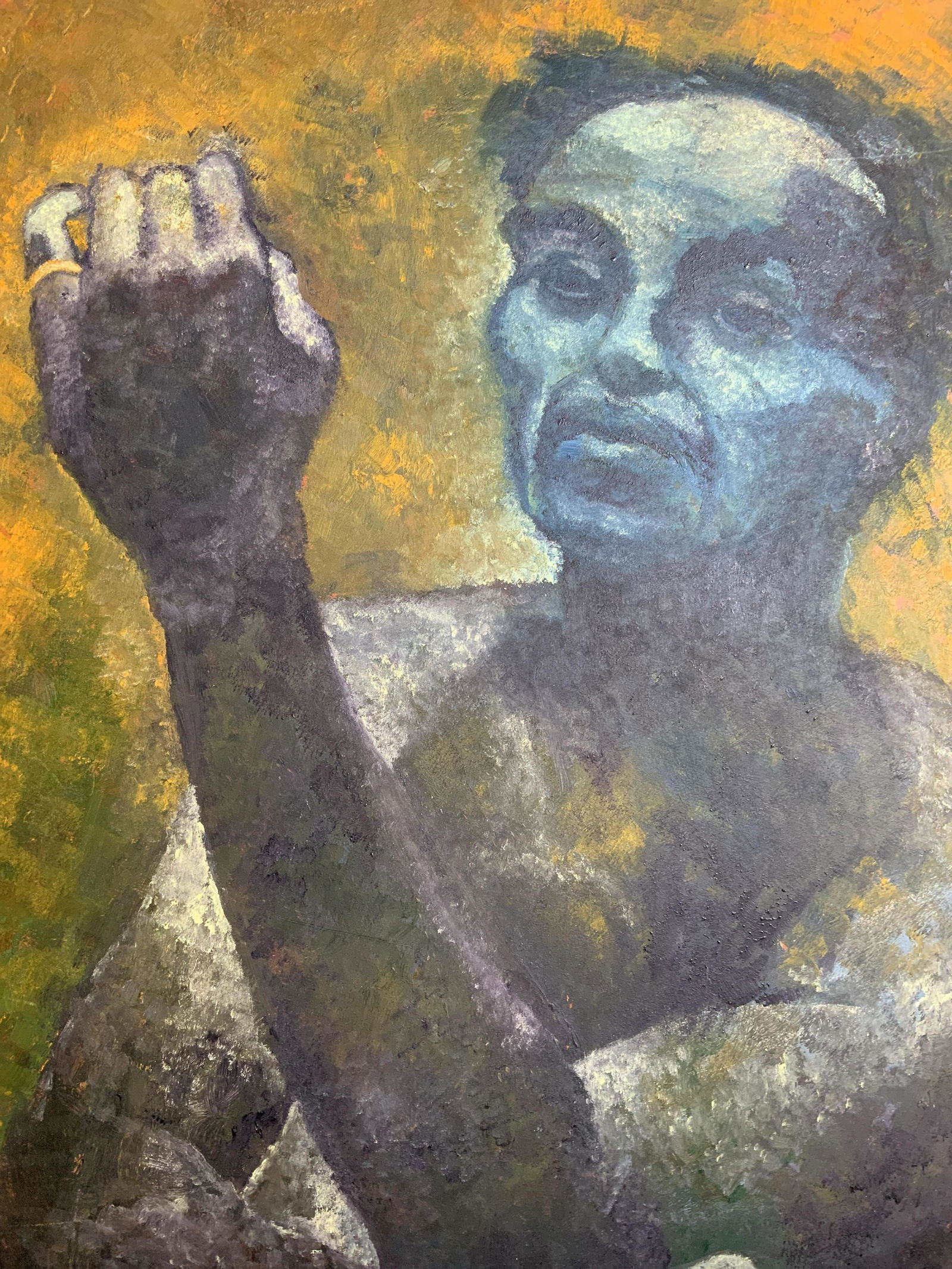 OB Signed Figure with Raised Fist 1955 Oil (1 of 13)