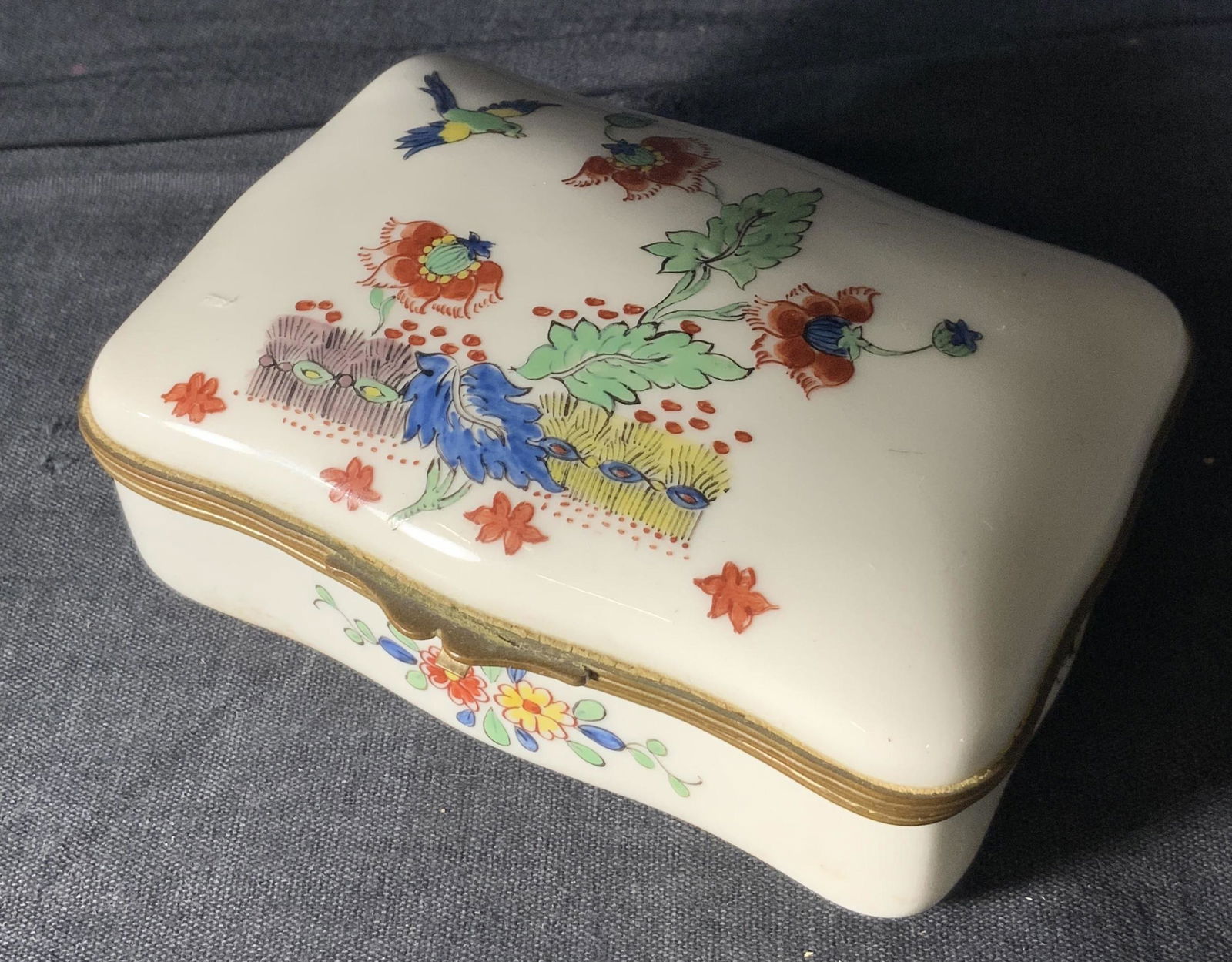 French Hand Painted Porcelain Box W Floral Motif (1 of 5)