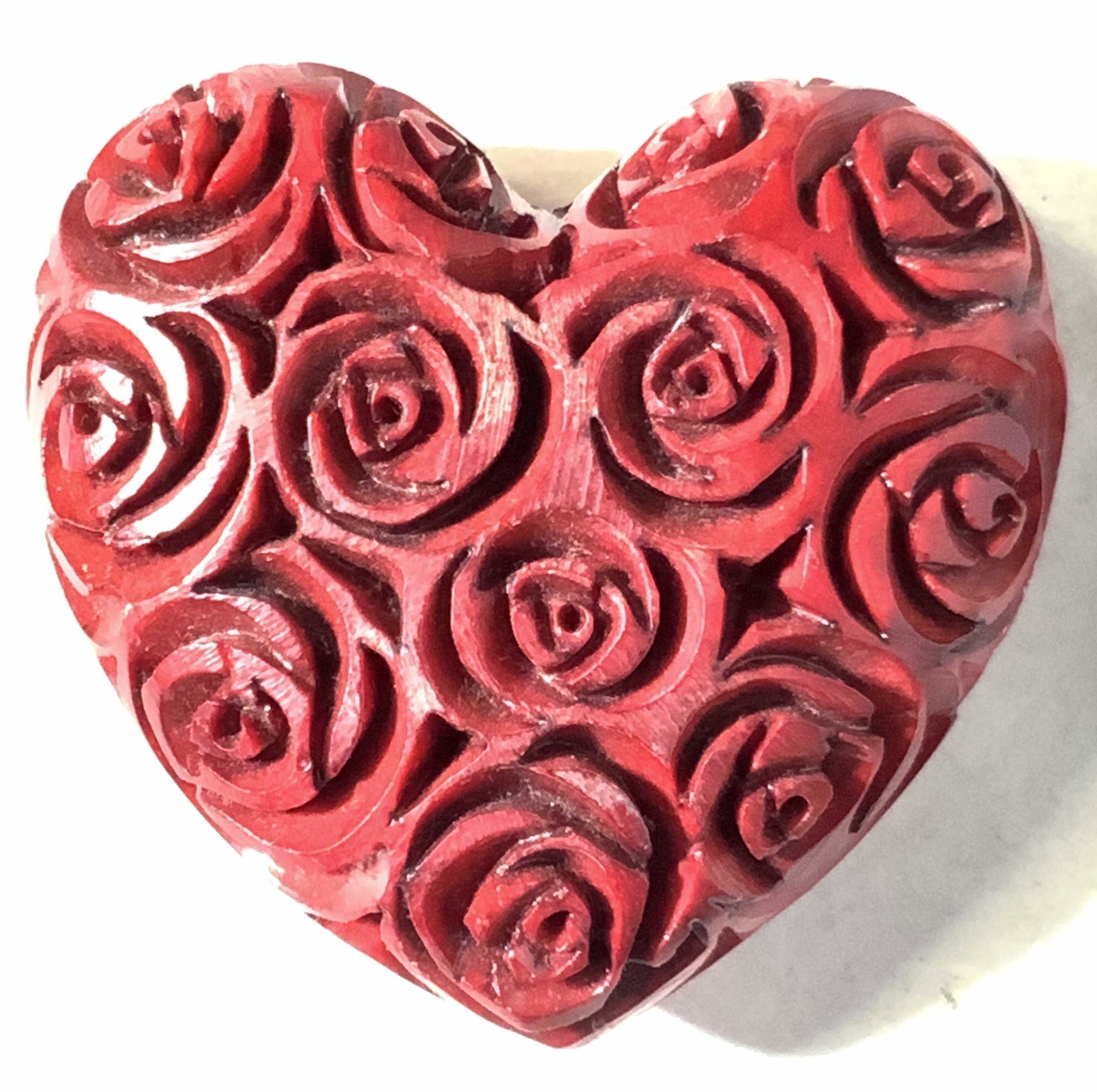 Carved Heart Shaped Rose Stone Paperweight (1 of 6)