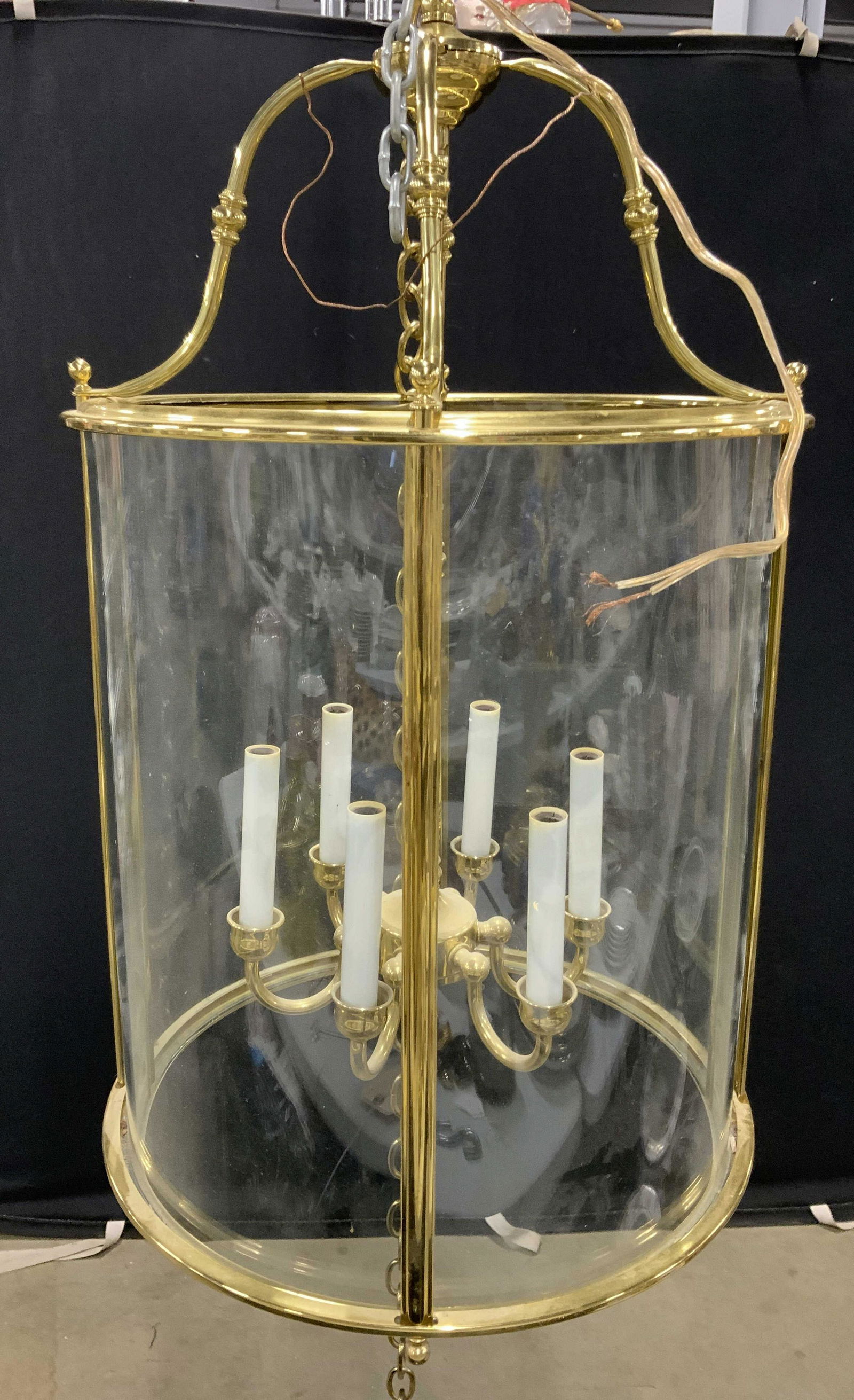 Brass & Glass 6 Arm Chandelier (1 of 8)