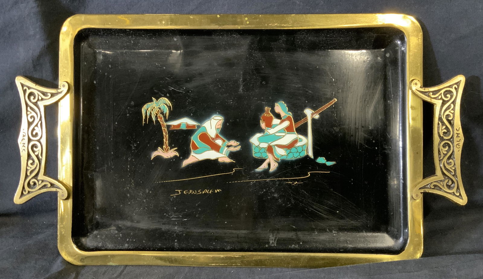 Vtg Jerusalem Israel Metal Enamel Tray (1 of 7)