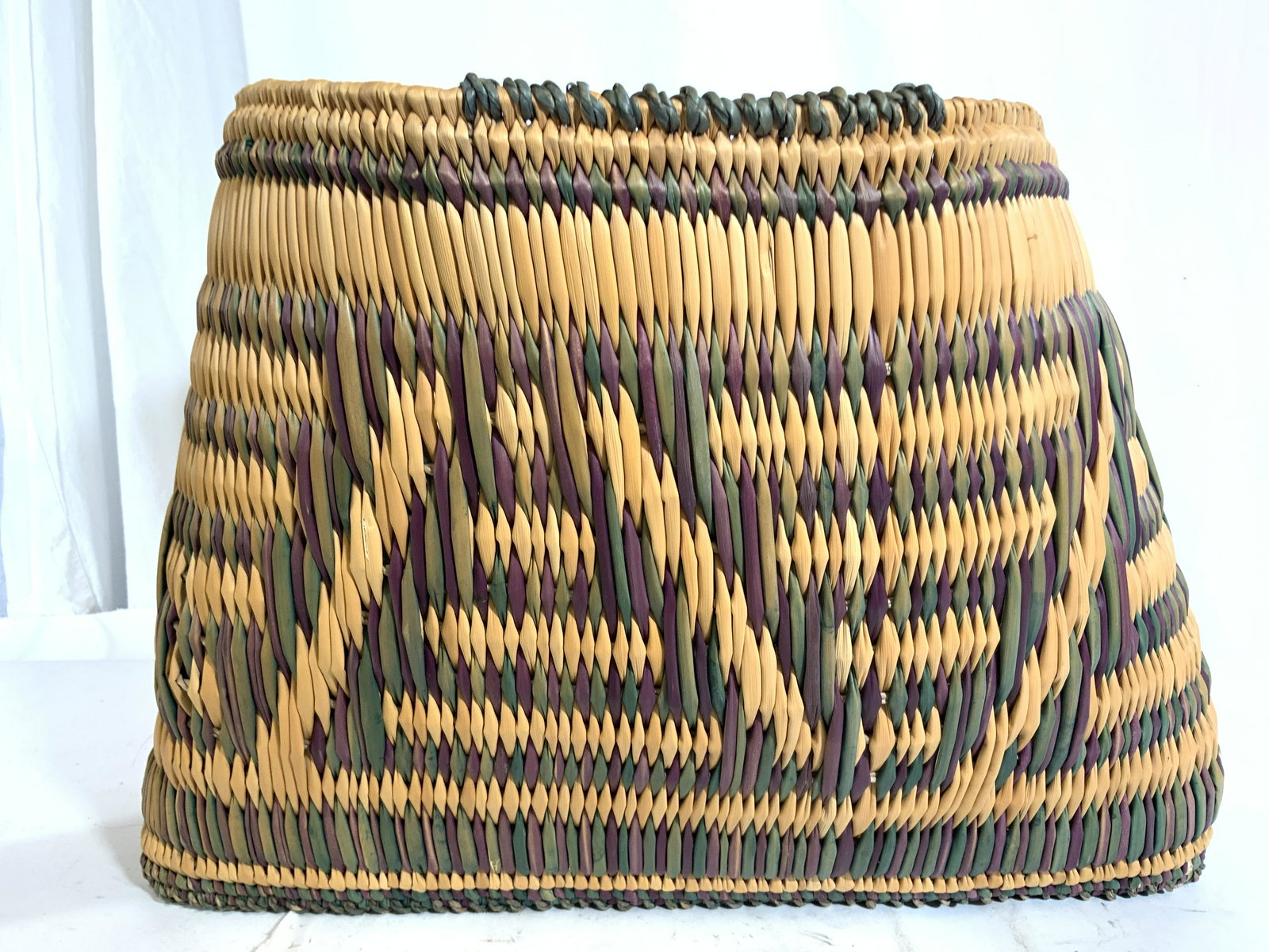 Woven Tribal Straw Basket W Handles (1 of 9)