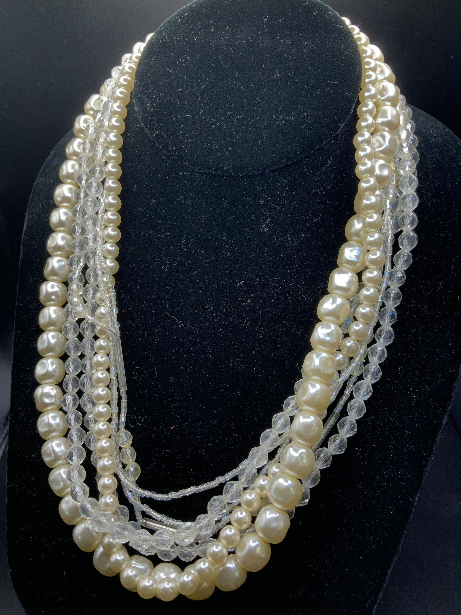 Costume Pearl and Bead Multi Strand Necklace (1 of 4)