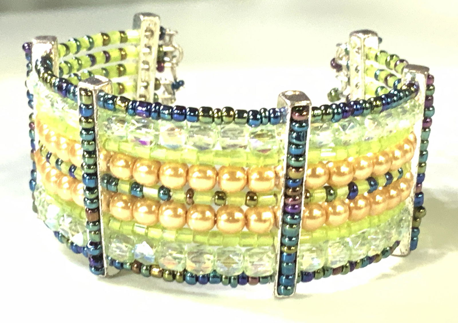 Hand Beaded Artisanal Wire Cuff Bracelet (1 of 4)