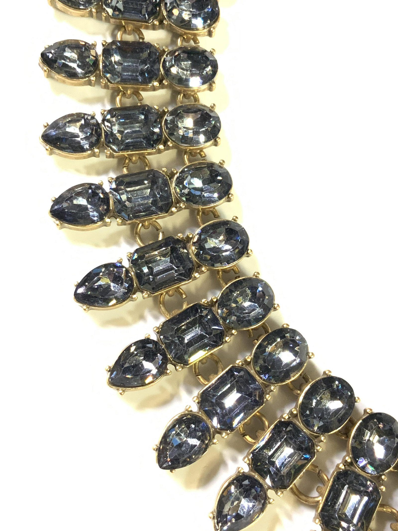 NWT ANN TAYLER RHINESTONE Collar Necklace: Set in gold tone metal is this choker/ collar necklace with smoky grey rhinestones. Lobster clasp, 11 in. Original tag attached to item. Bridal Rhinestone necklace, Rhinestone choker necklace, Collar 
