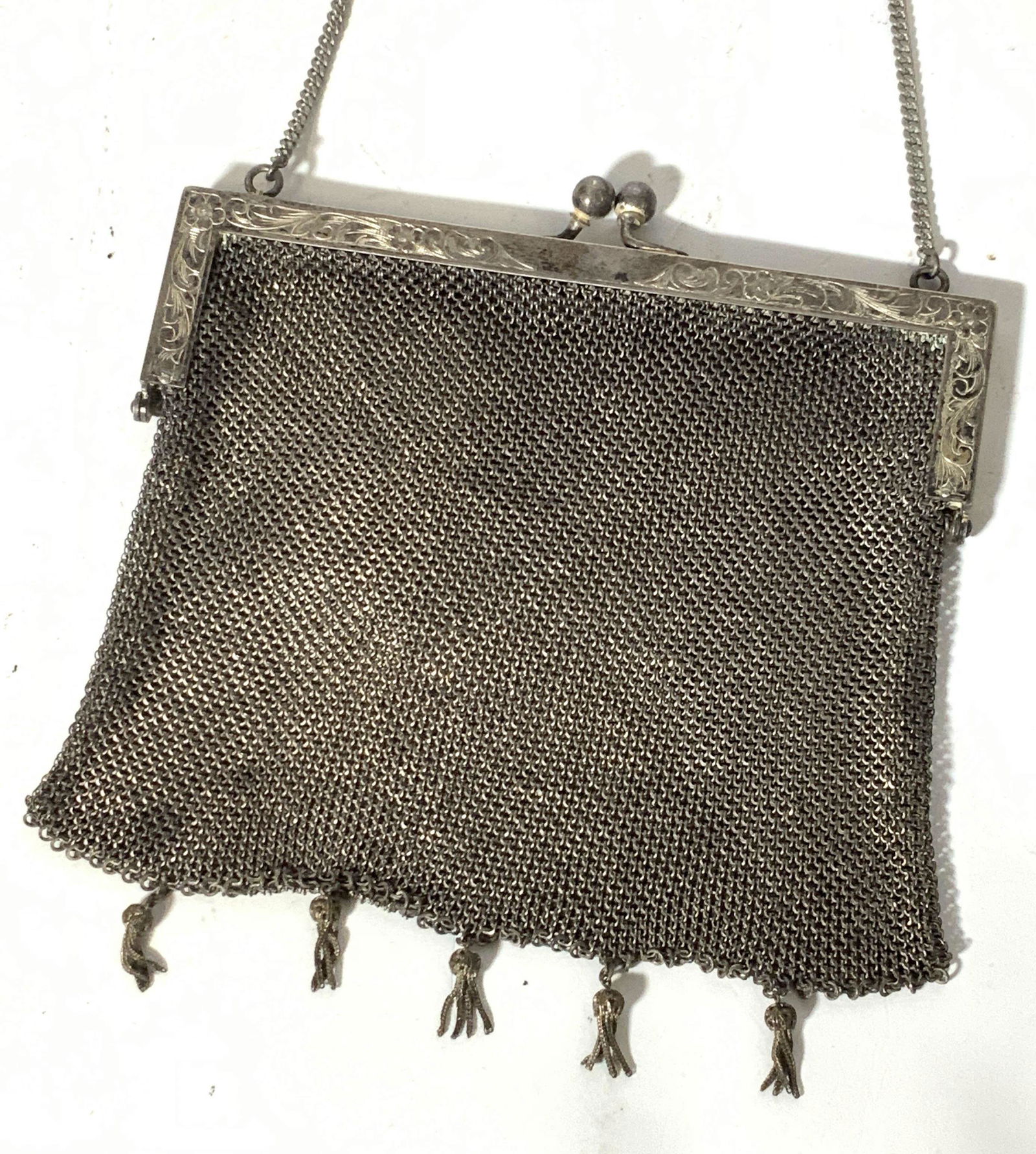 J.S.German Silver Chain Mail  Purse & Stick Pin (1 of 10)