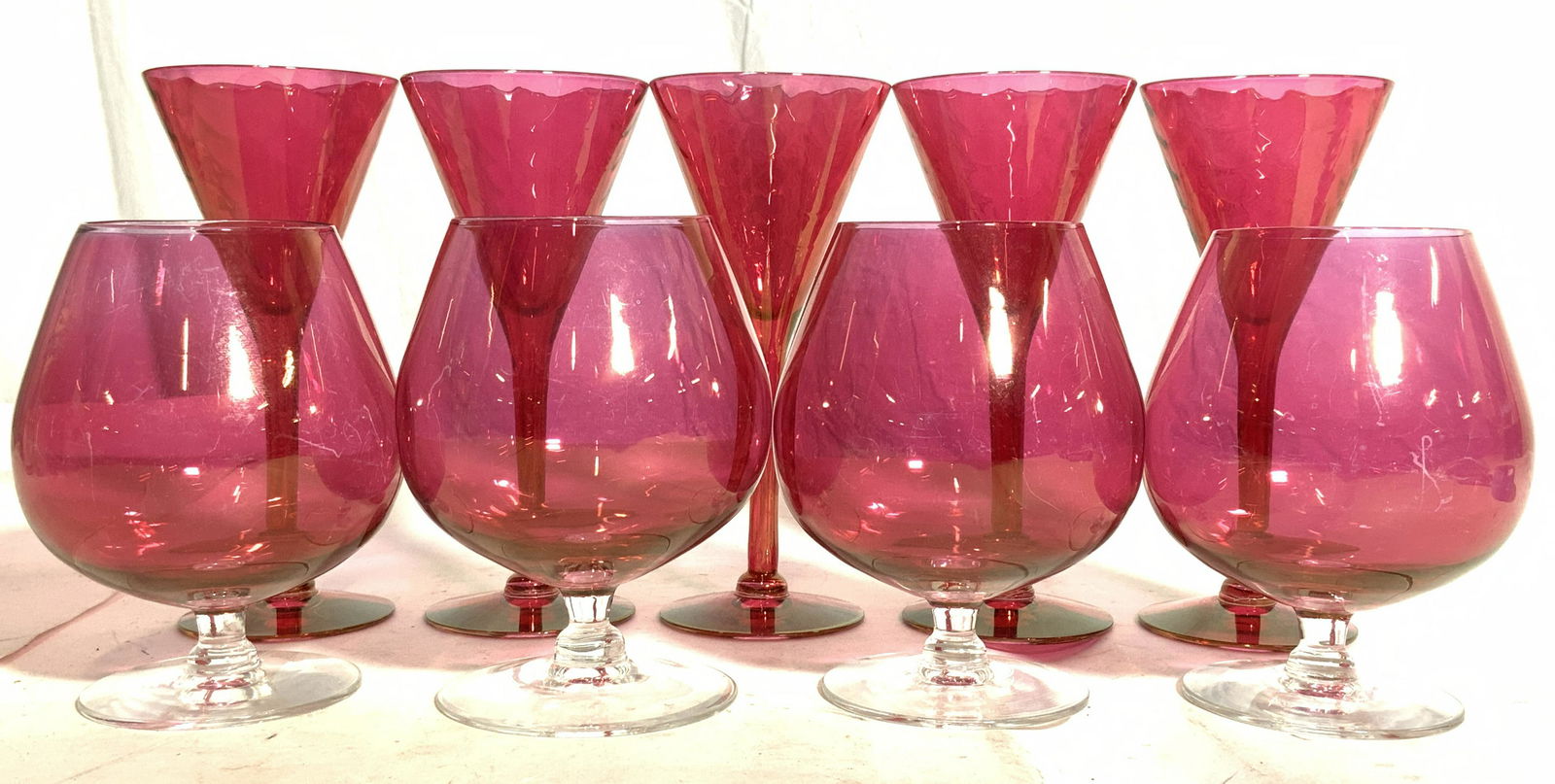 Lot 9 Cranberry Glass Stemware (1 of 8)