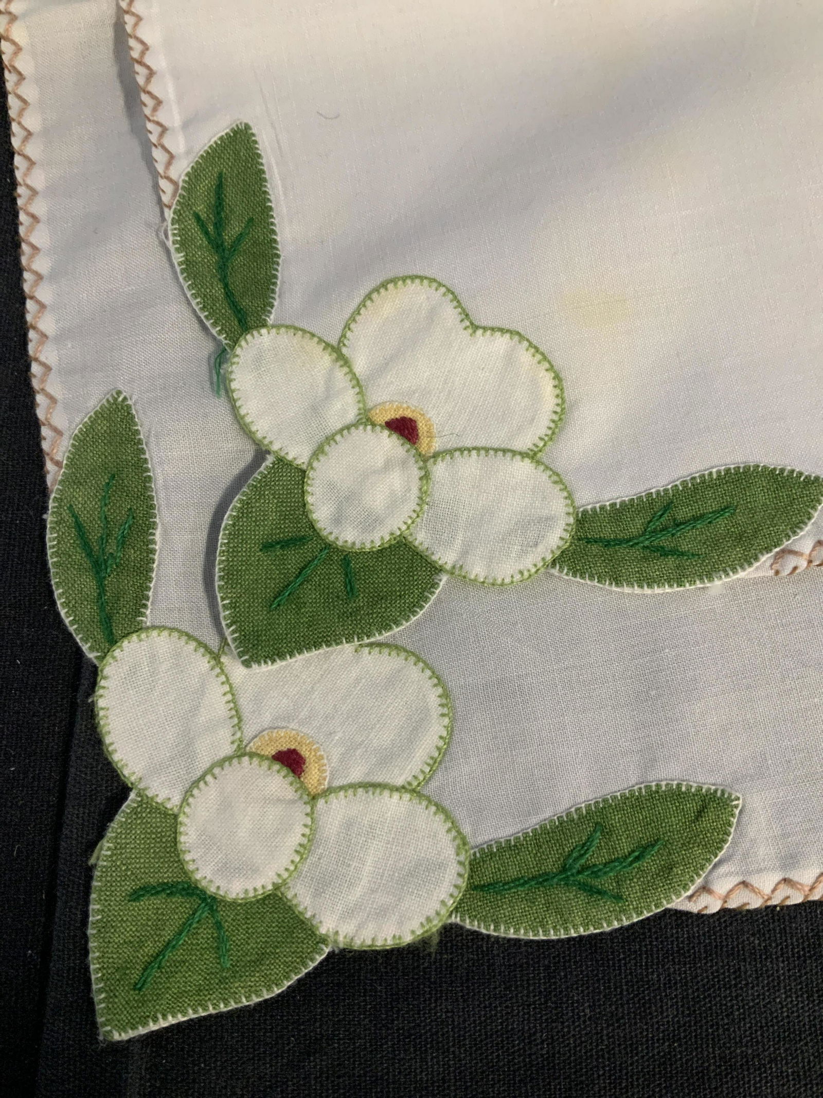 Set 3 Applique Cotton Tablecloth and Napkins, (1 of 6)