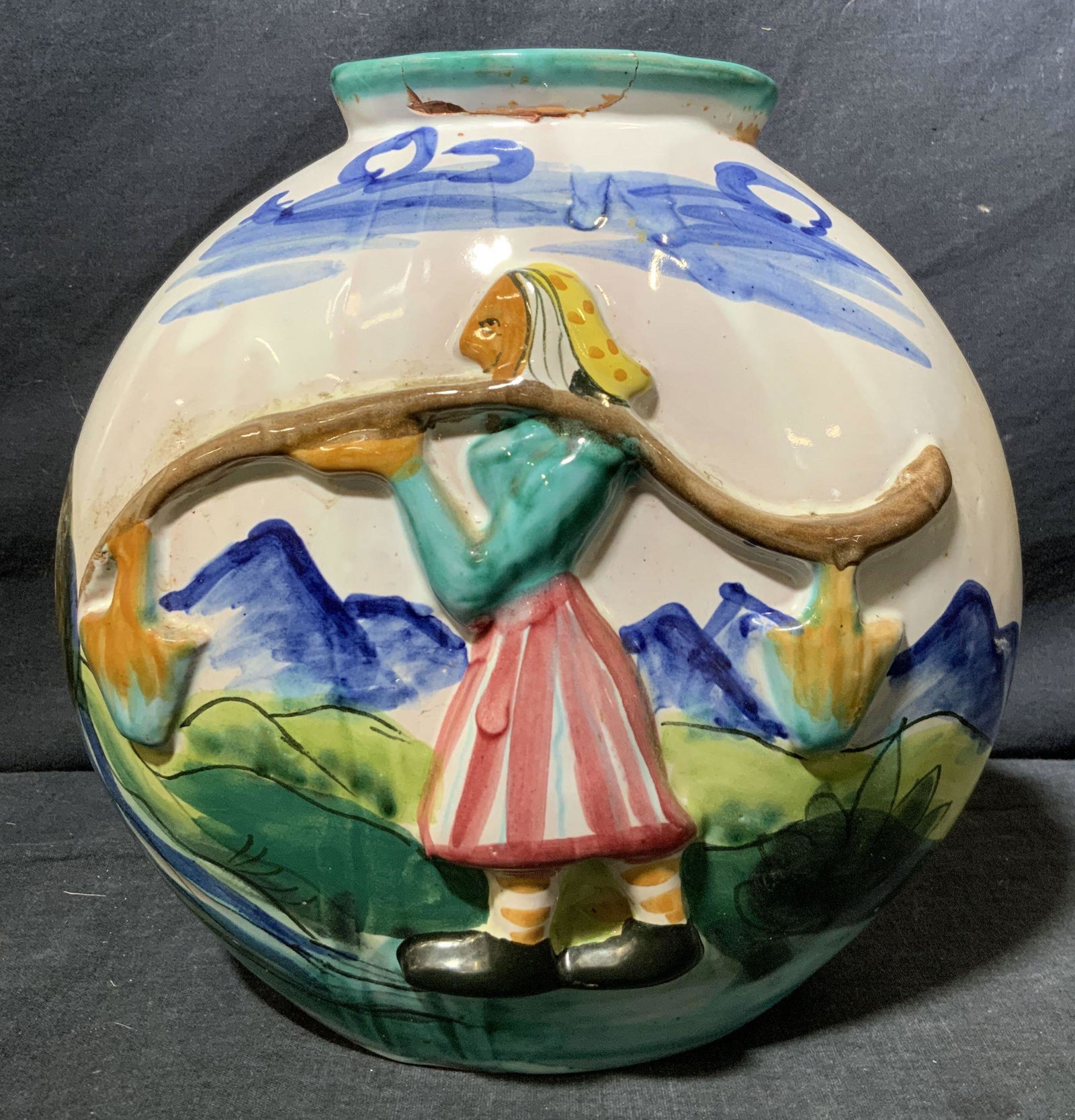 MOS R Signed Ceramic Naive Style Vase (1 of 7)