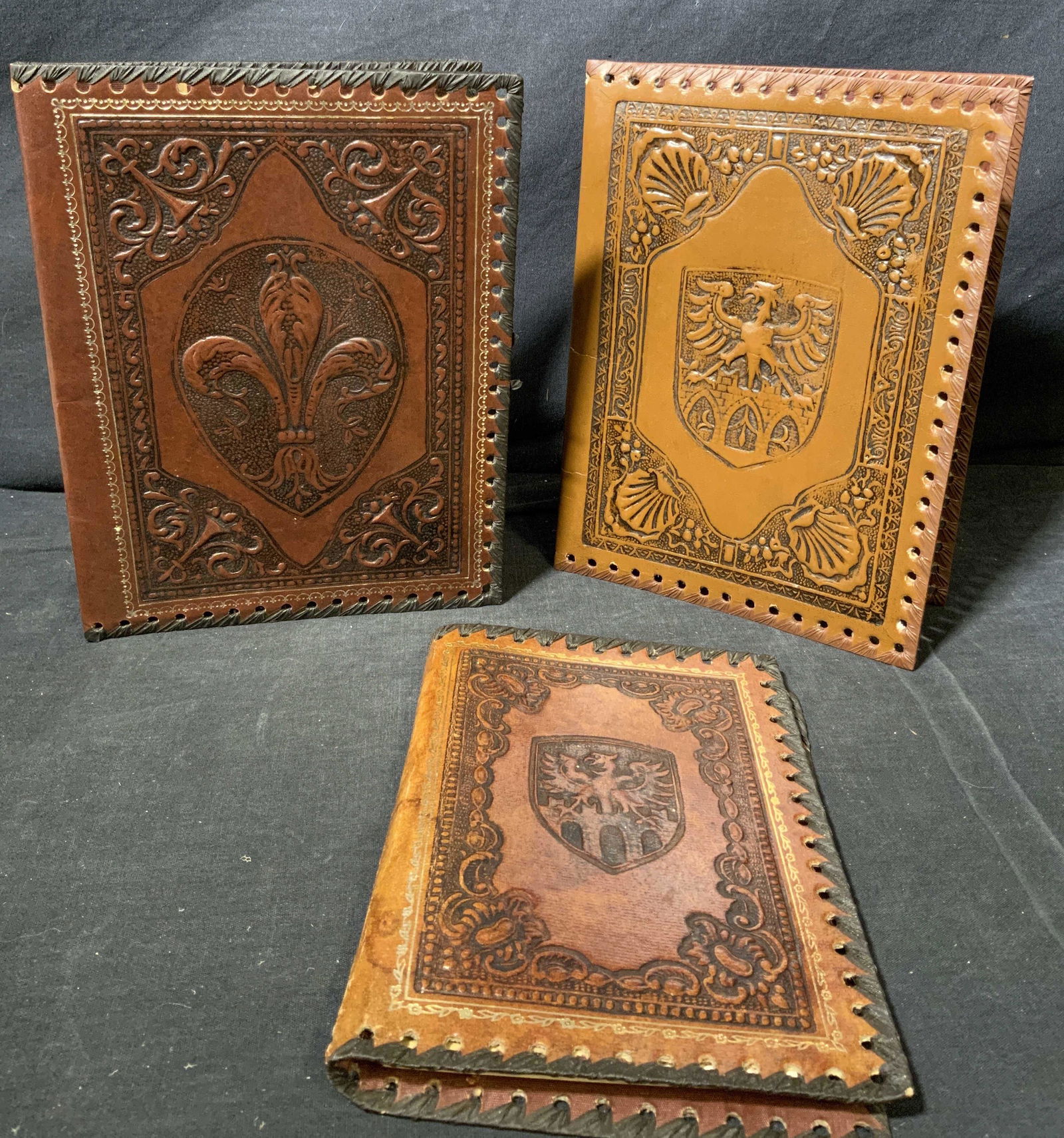 Lot 3 Vintage Leather Bound Book Sleeves (1 of 5)