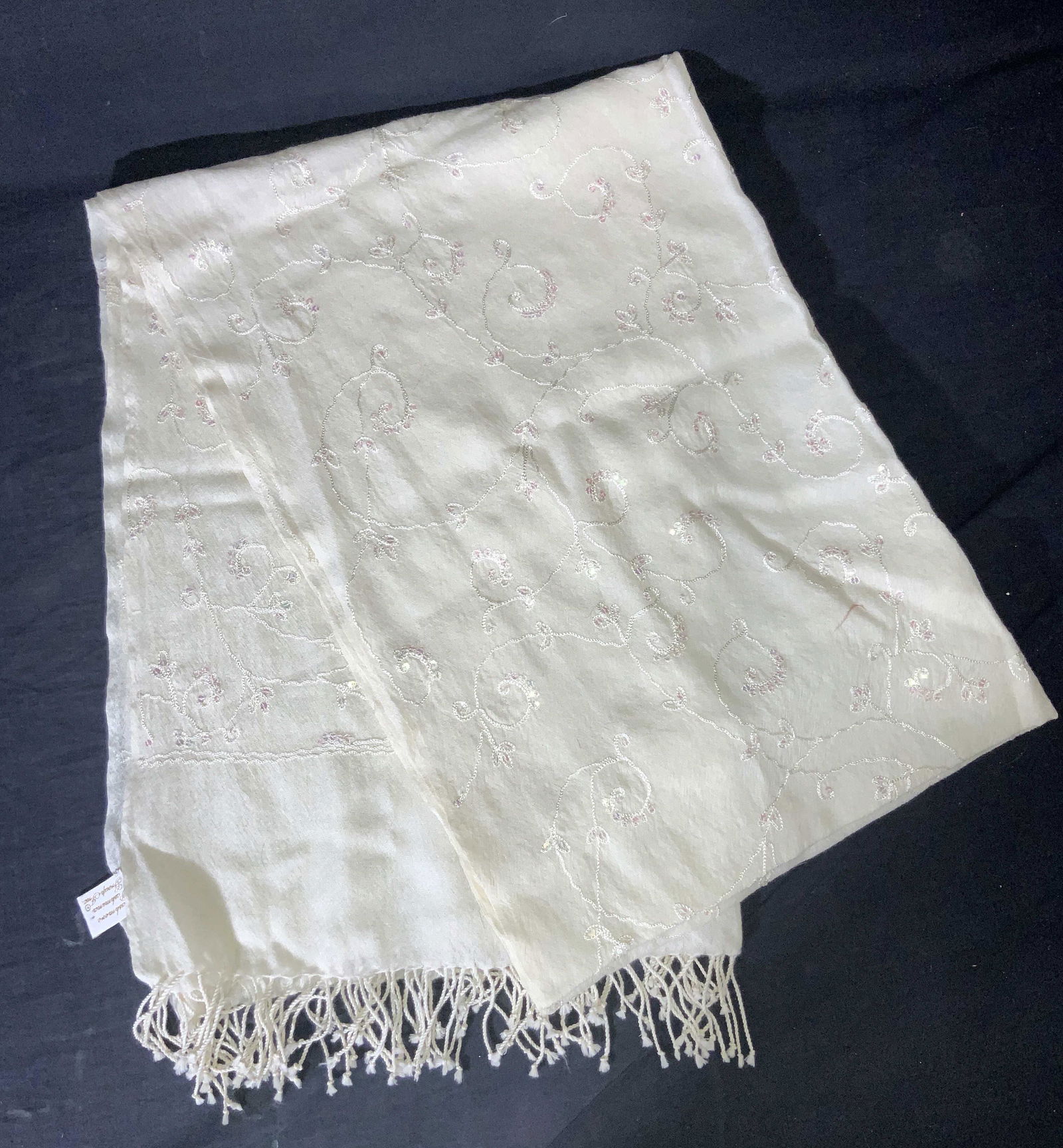 GROUP INC. Pashmina & Silk Fringe Scarf, India (1 of 10)