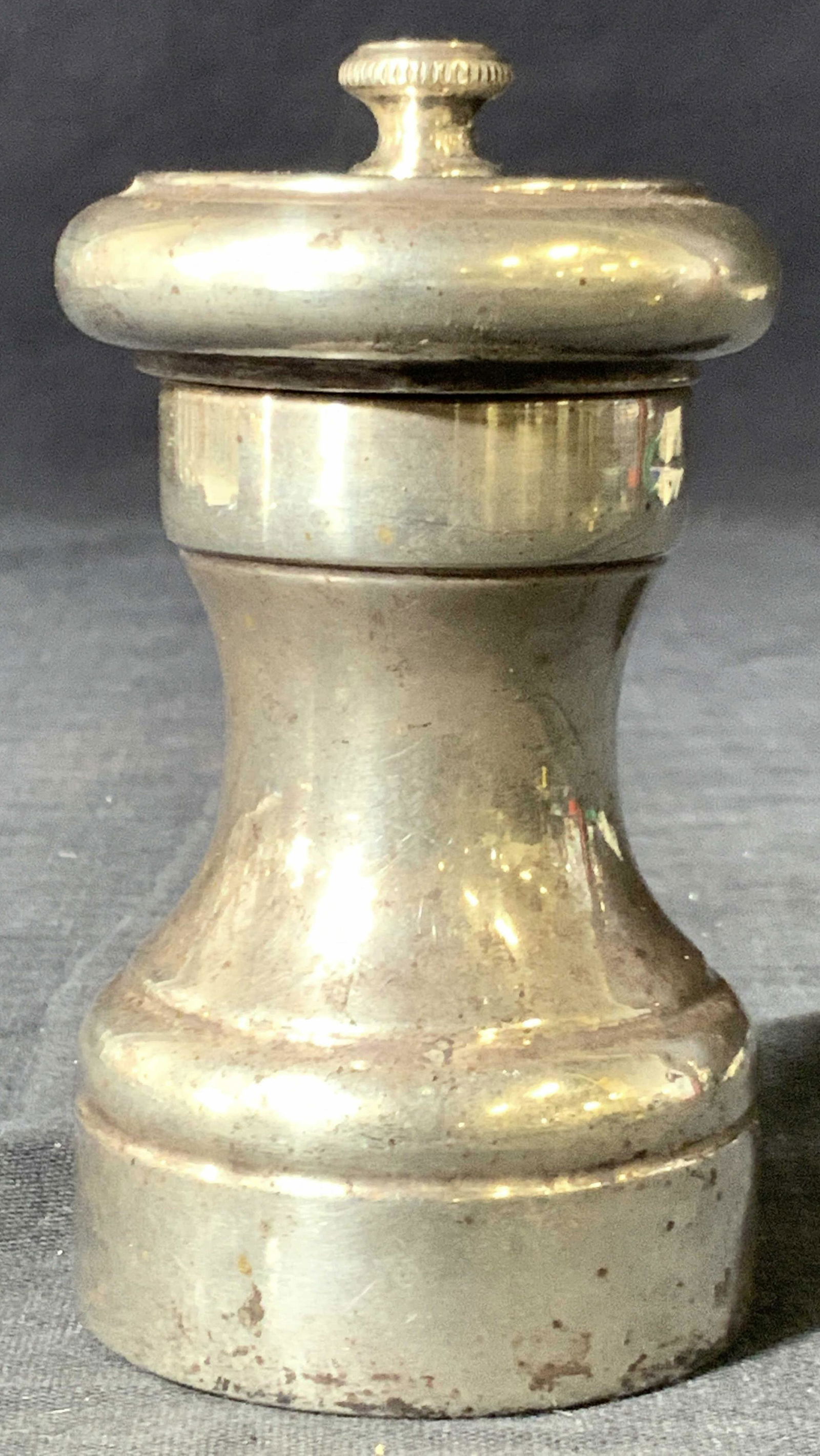White Metal Vintage Pepper Grinder, Italy (1 of 6)