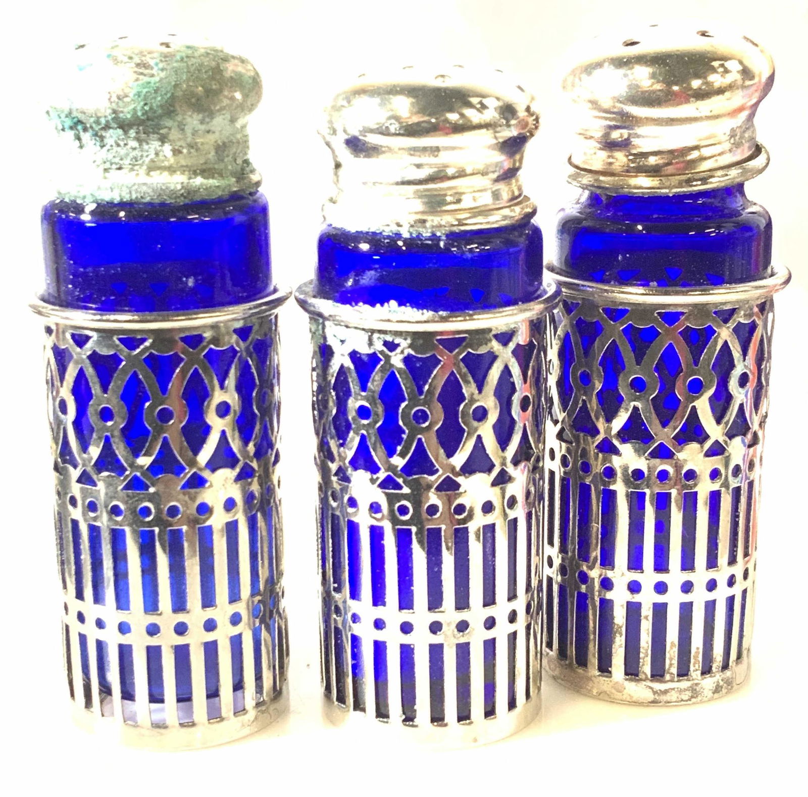 Set 3 Cobalt Blue Encased Salt & Pepper Shakers (1 of 6)