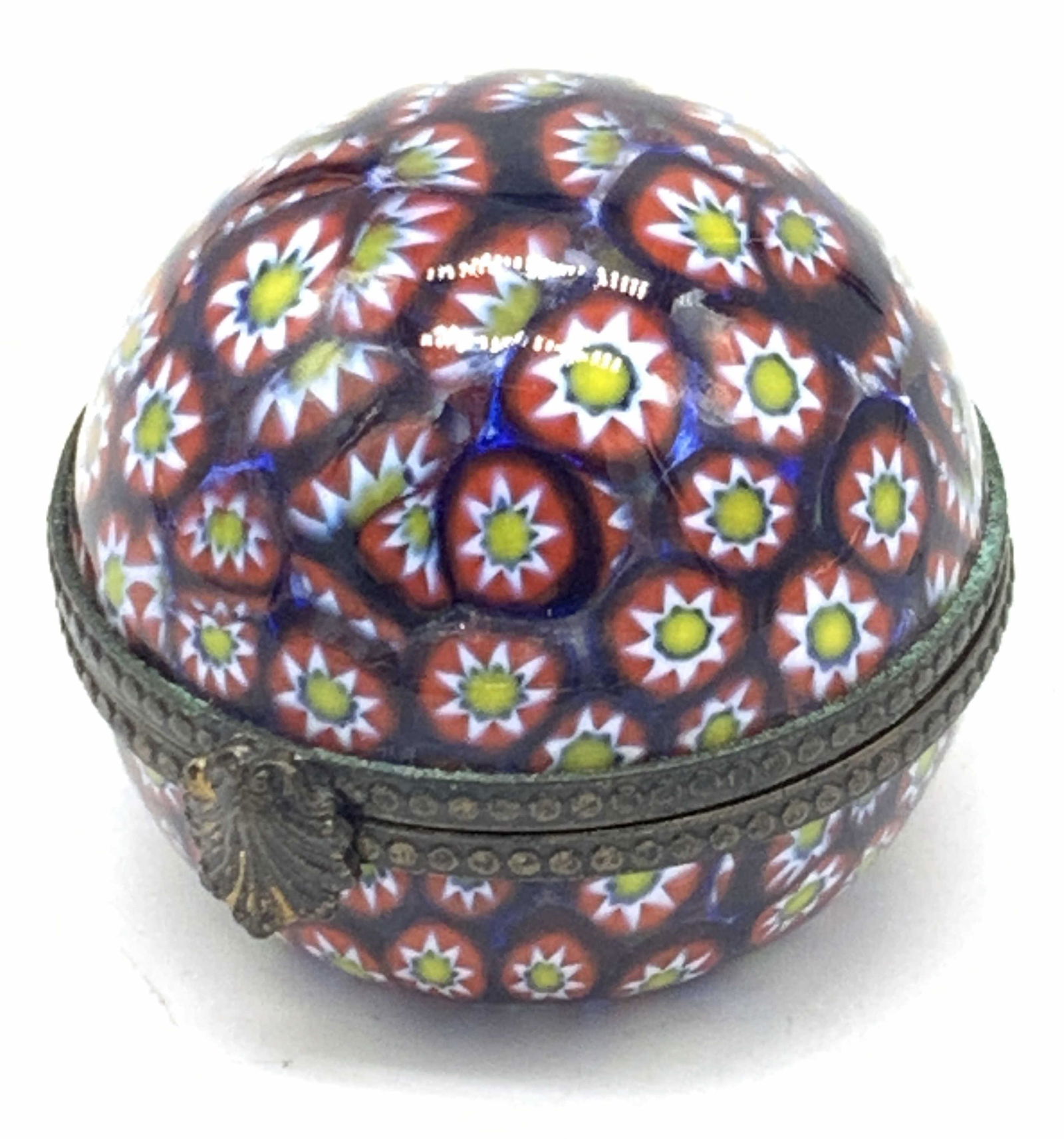 Vintage Millefiori Hand Blown Glass Trinket Box (1 of 8)