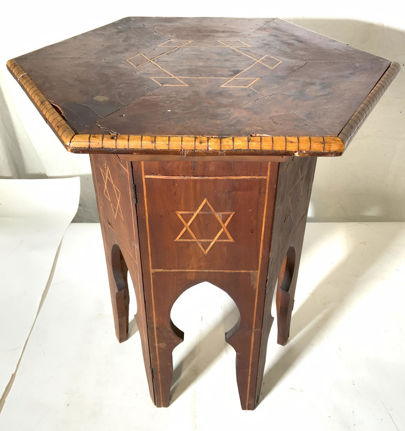 Early 20th C Moorish Table W Star of David Inlay (1 of 9)