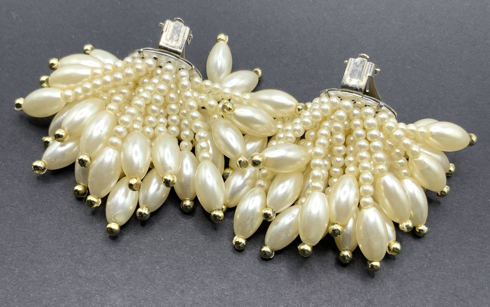 Vintage Pearlescent Dangle Clip On Earrings (1 of 6)