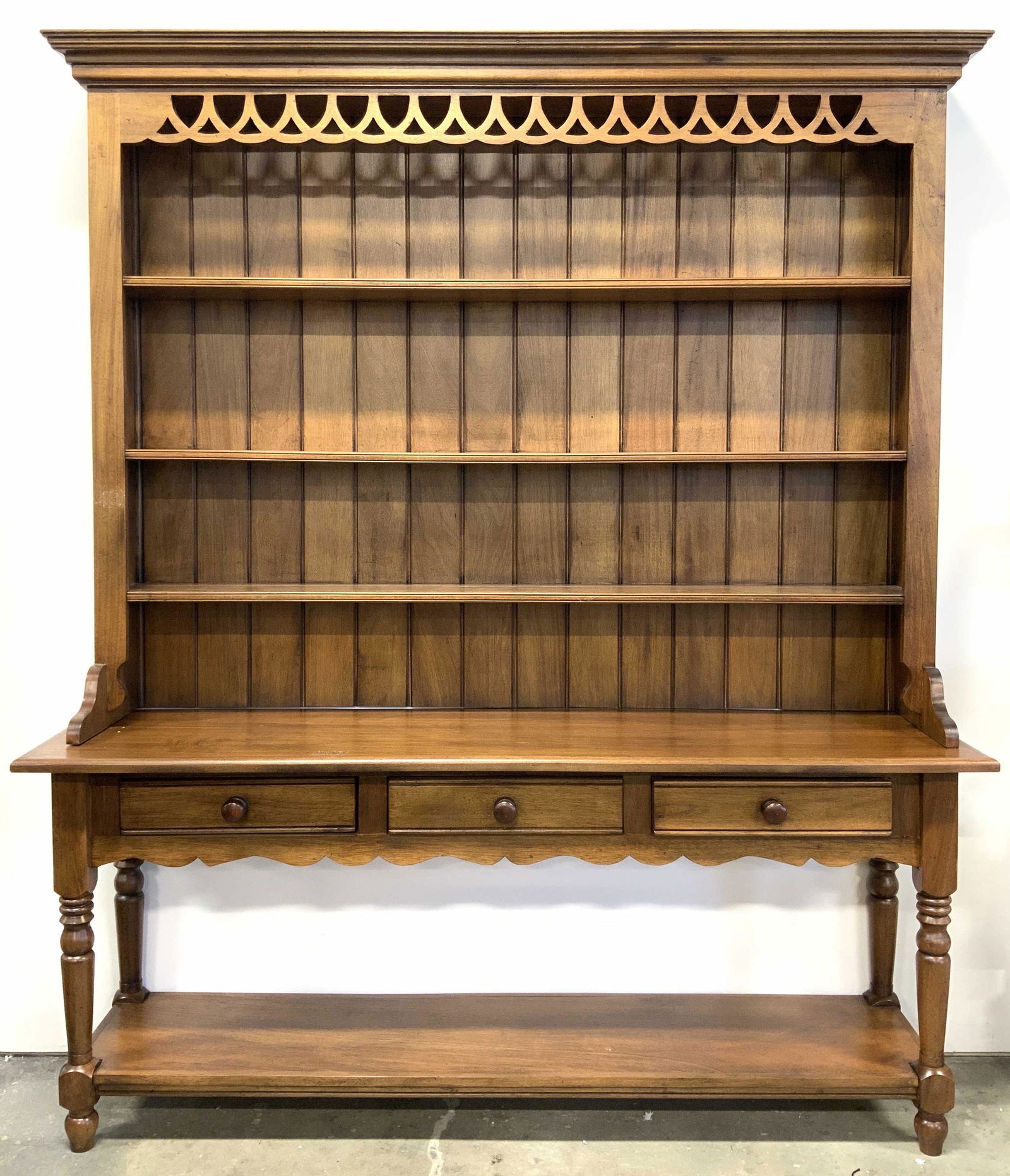 Carved Wooden Hutch W 3 Drawers & 3 Shelves (1 of 12)