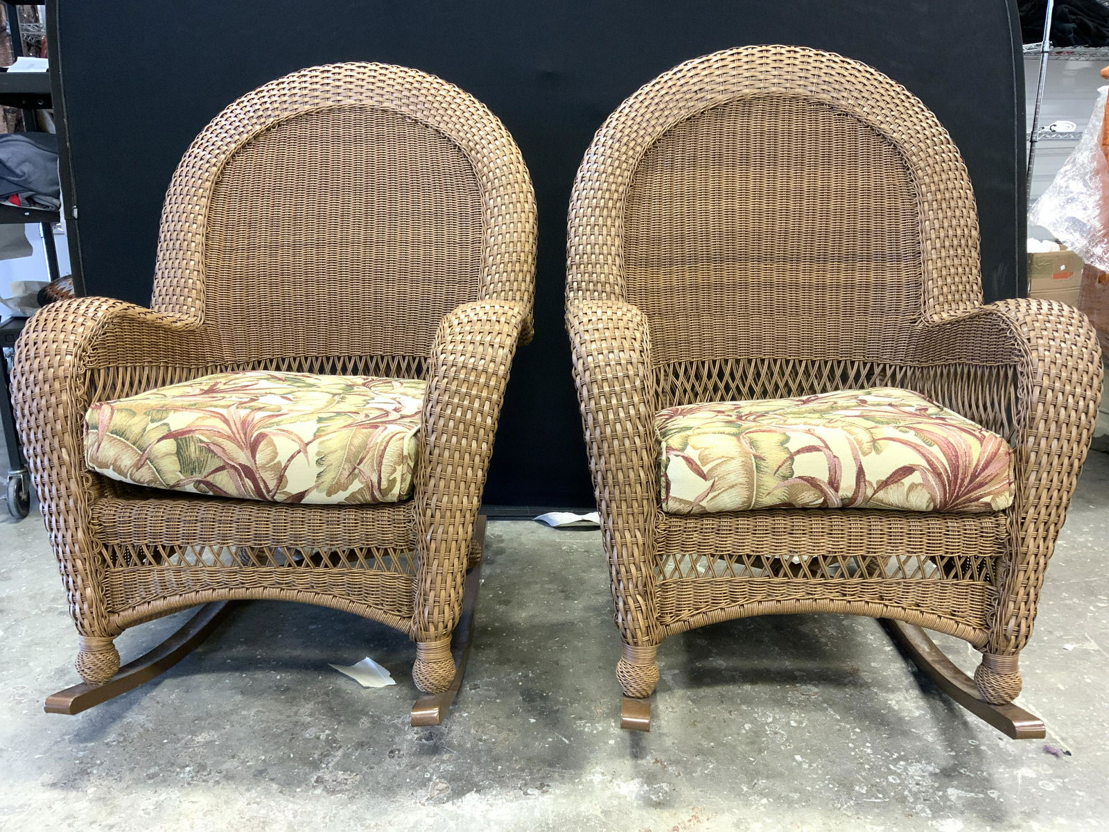 Pair Woven Wicker Style Rocking Chairs (1 of 10)