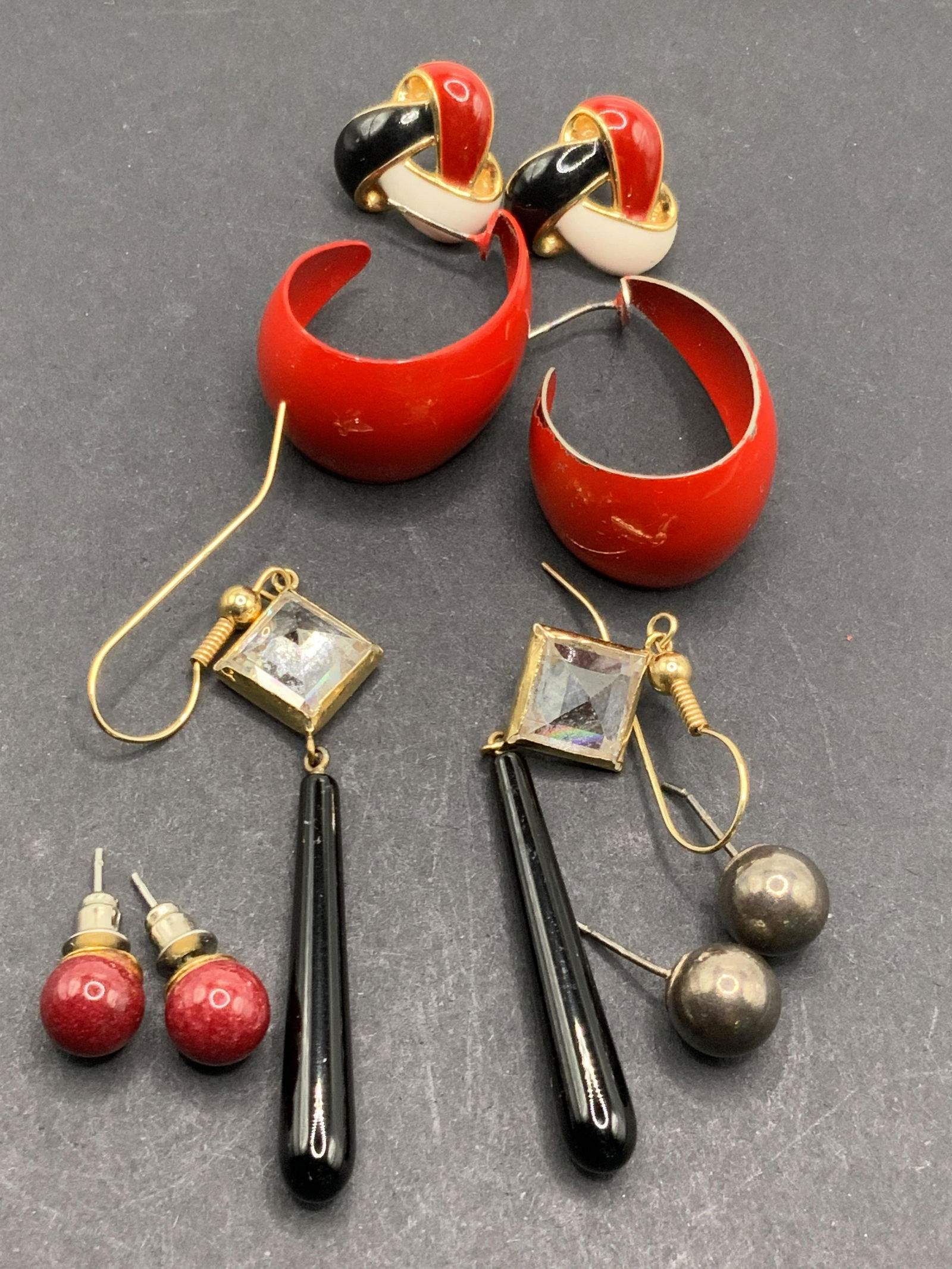 Lot 5 Vintage Earrings Enamel, STERLING, & More (1 of 7)