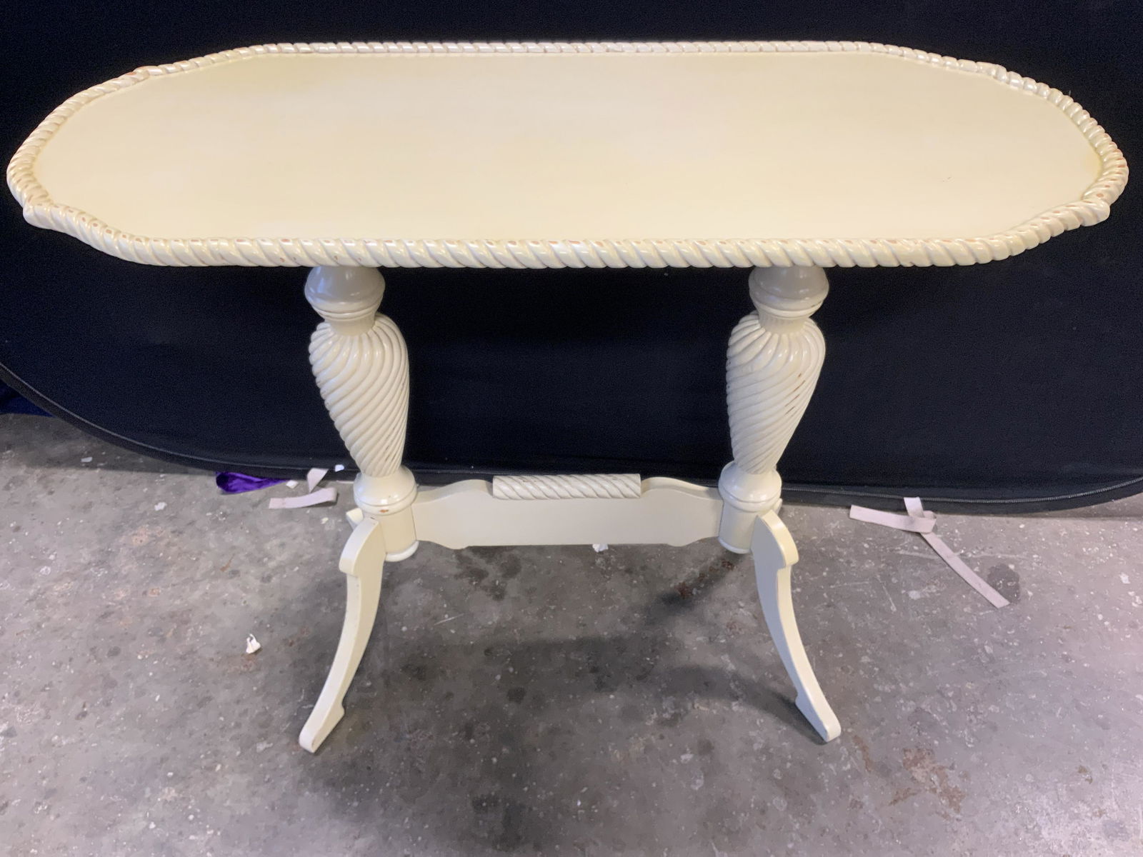 Double Pedestal Wooden Console Table Yellow (1 of 8)