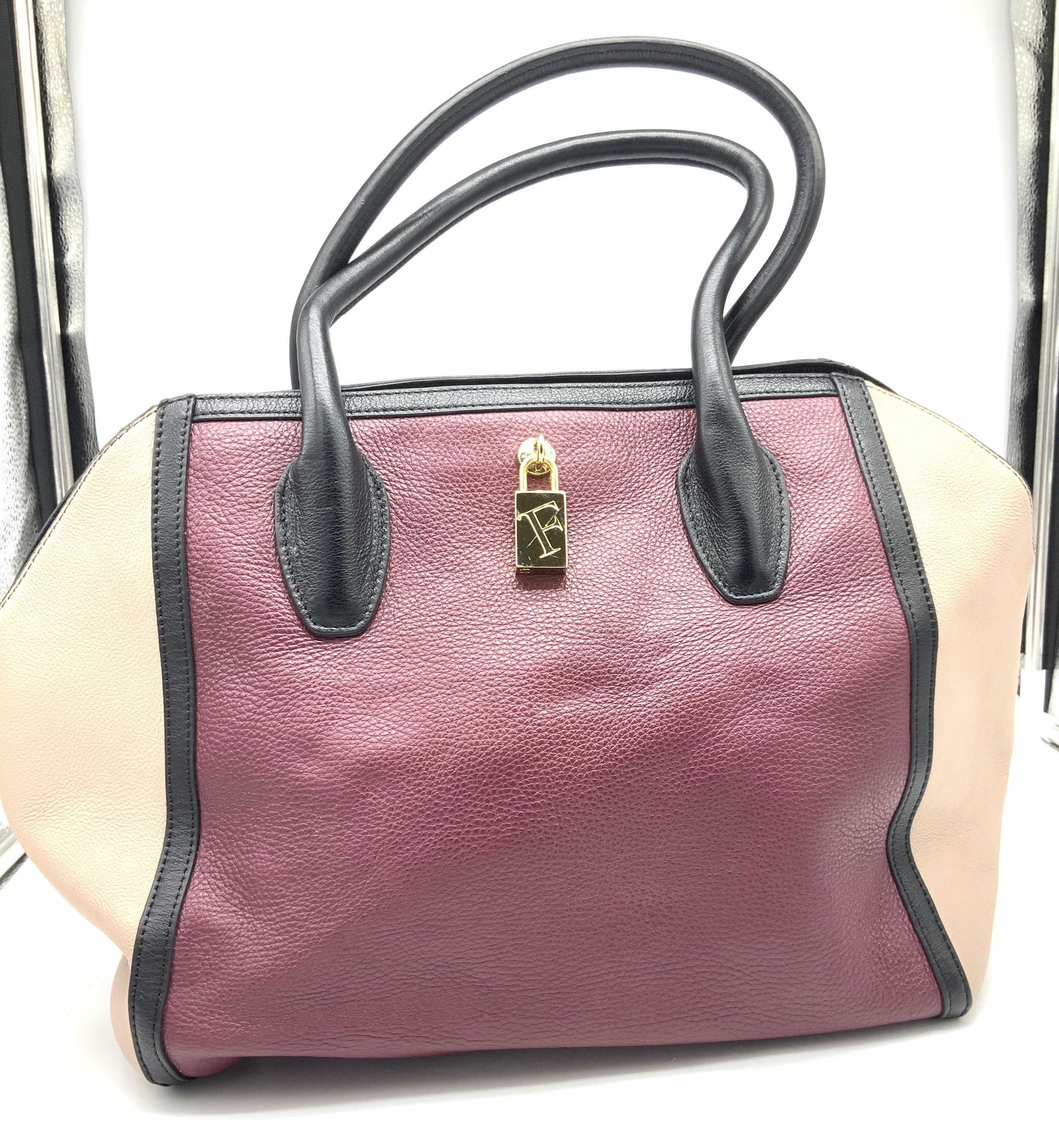 FURLA Color Block Pebble Leather Handbag (1 of 8)