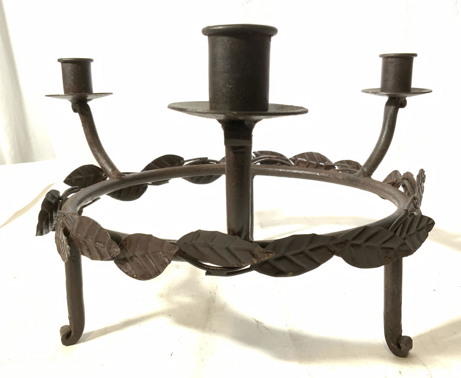 Vintage 3 Arm Circular Metal Candelabra (1 of 7)
