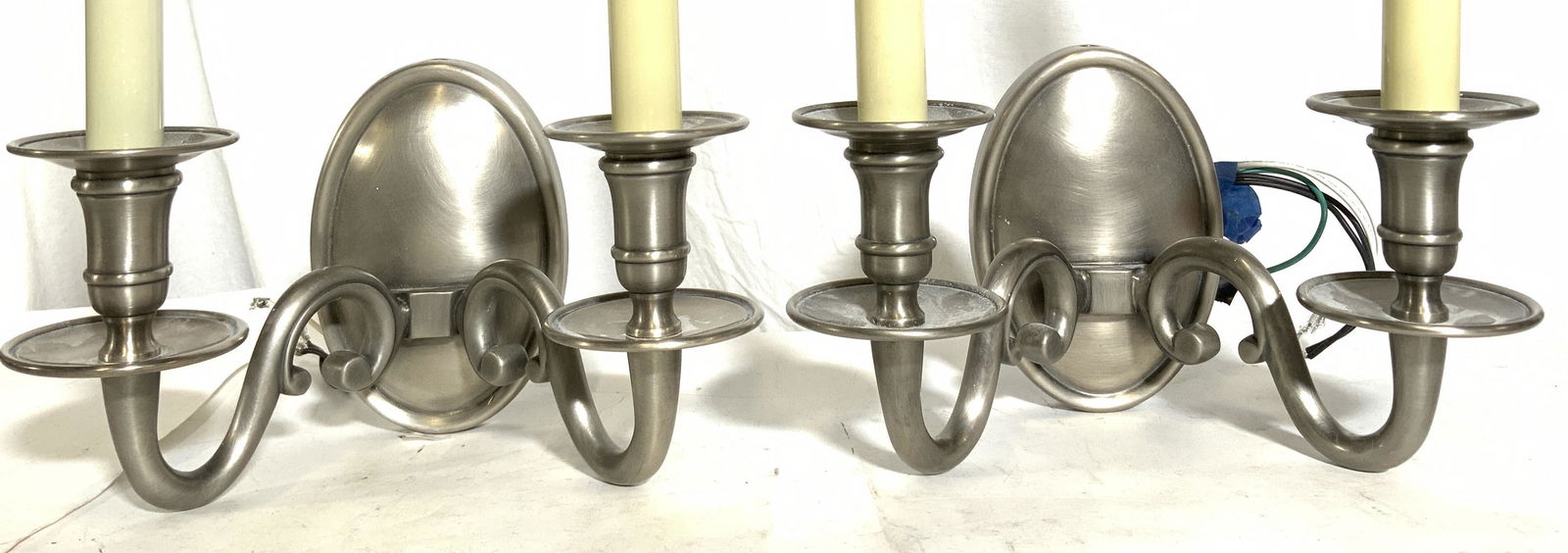 Pair Stainless Steel 2 Arm Wall Sconces (1 of 9)