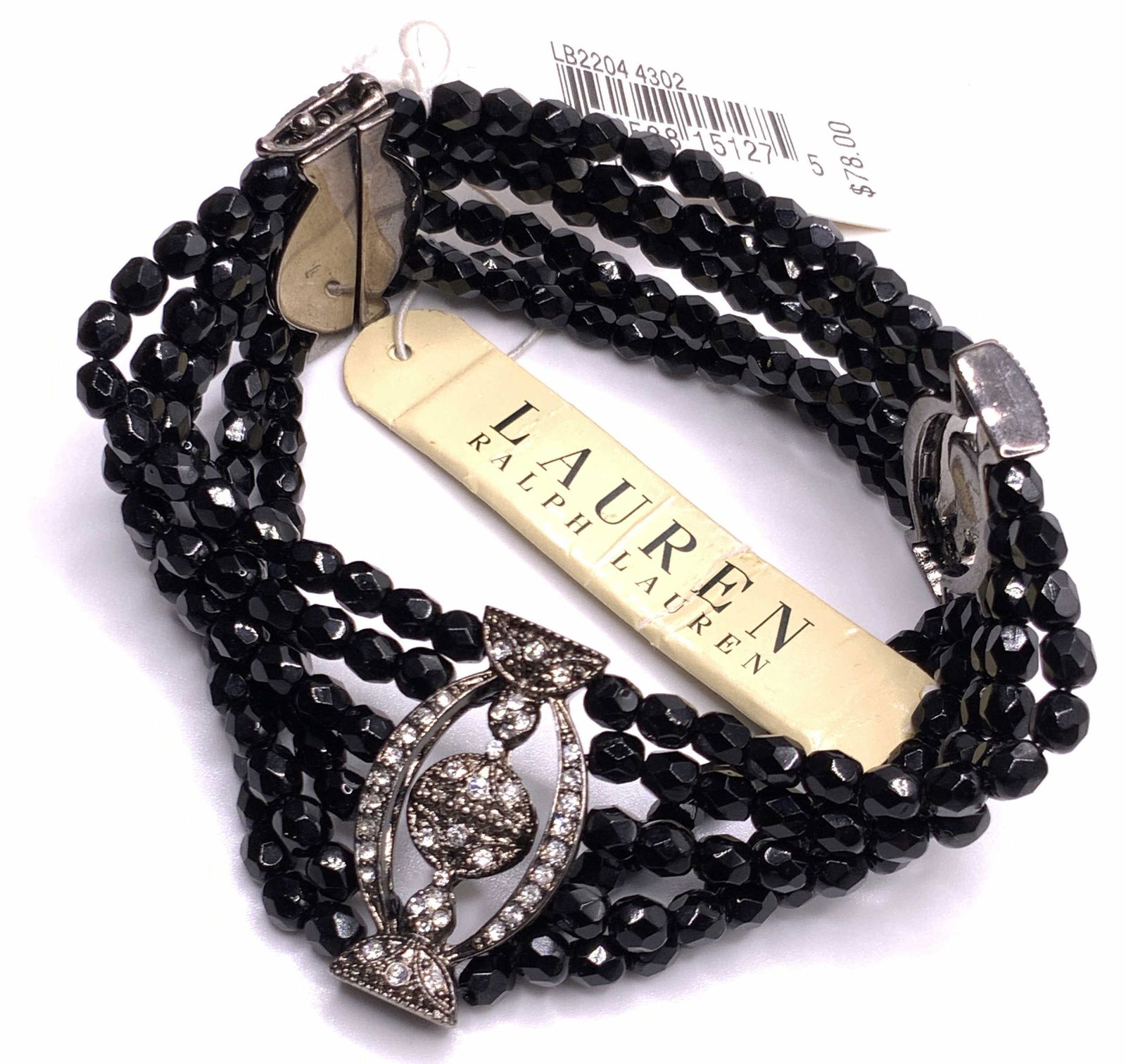 RALPH LAUREN NWT Black Beaded Crystal Bracelet (1 of 11)