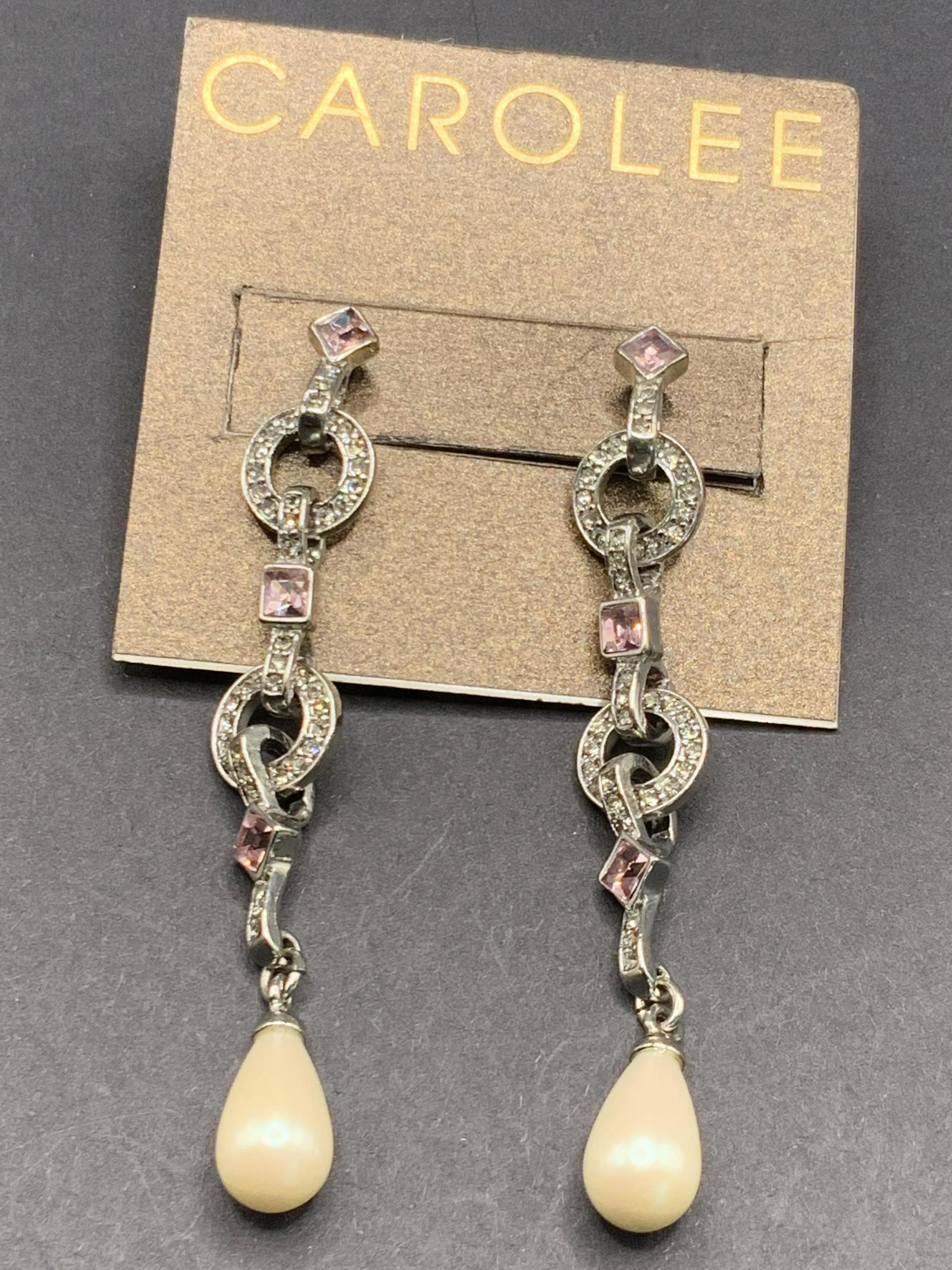 NWT CAROLEE Rhinestoned Pearlescent Drop Earrings (1 of 9)