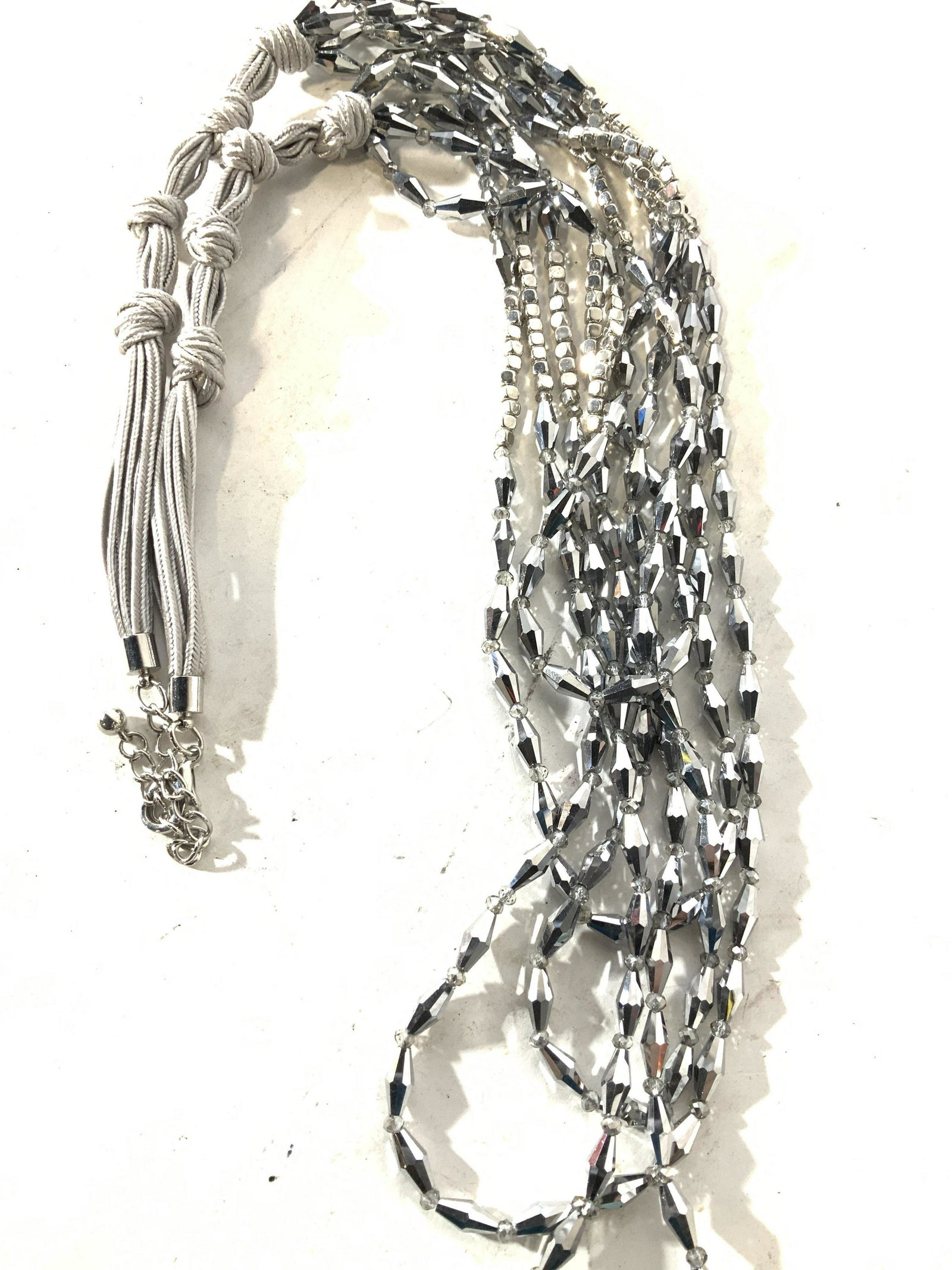 Aurora Borealis Silver Bead Multi Strand Necklace (1 of 5)